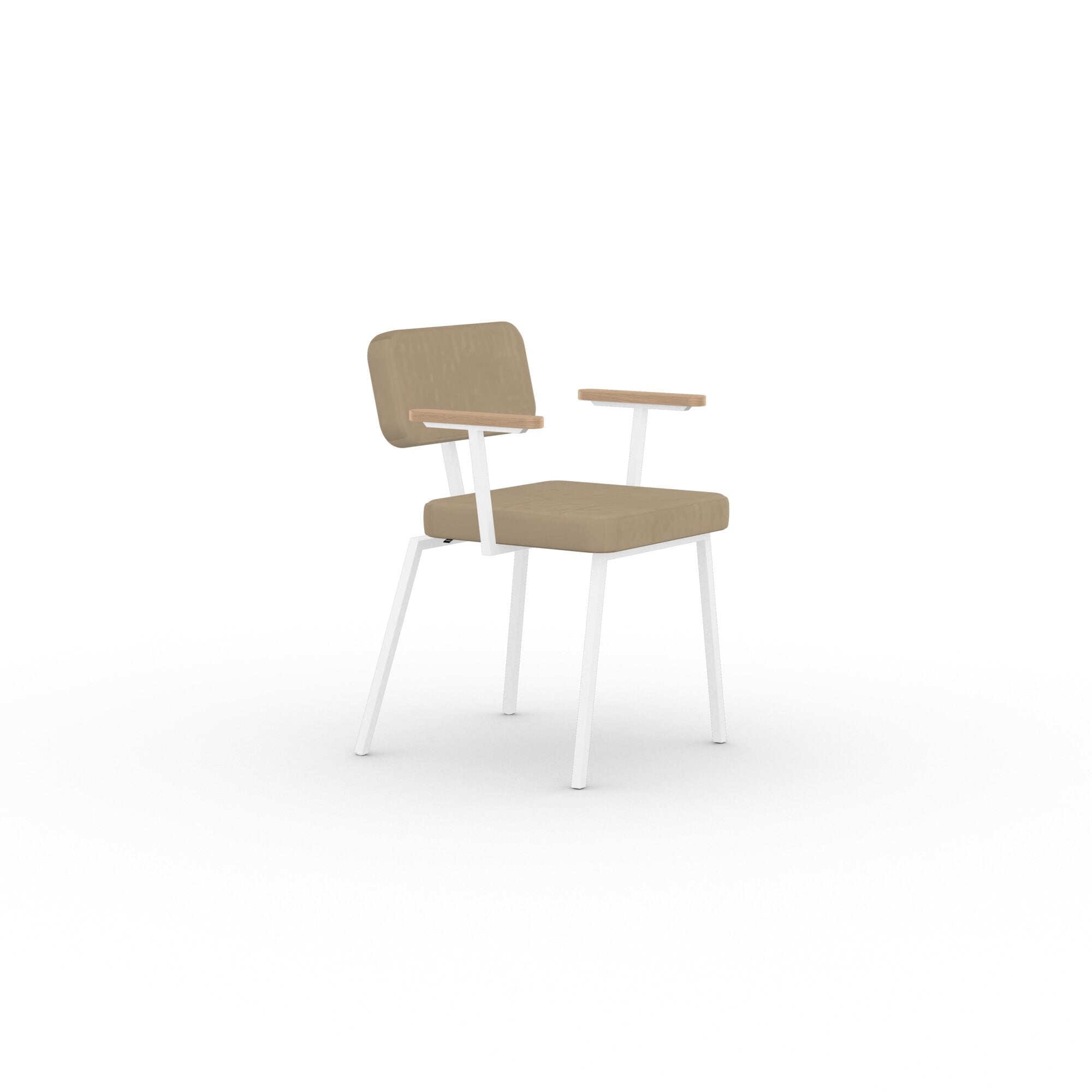 Studio Henk - ODE stoel met armleuning en wit frame - diverse bekleding. - Oosterlinck