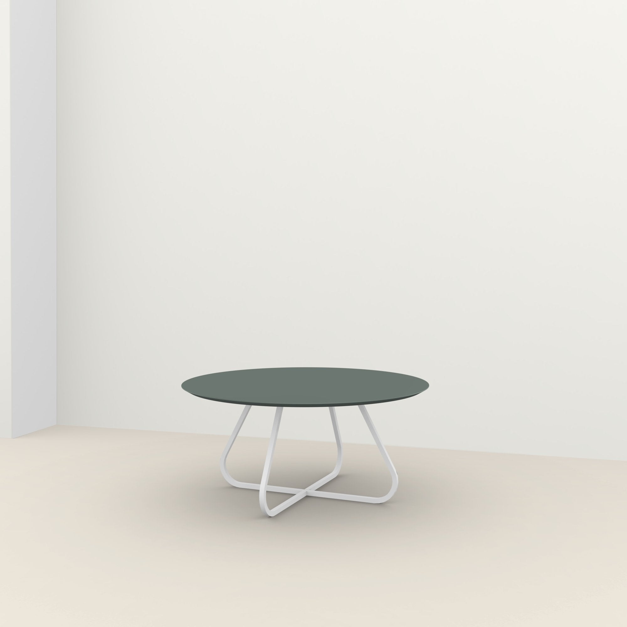 Studio Henk Curved ronde tafel HPL verjongd - wit onderstel - alle formaten - Oosterlinck