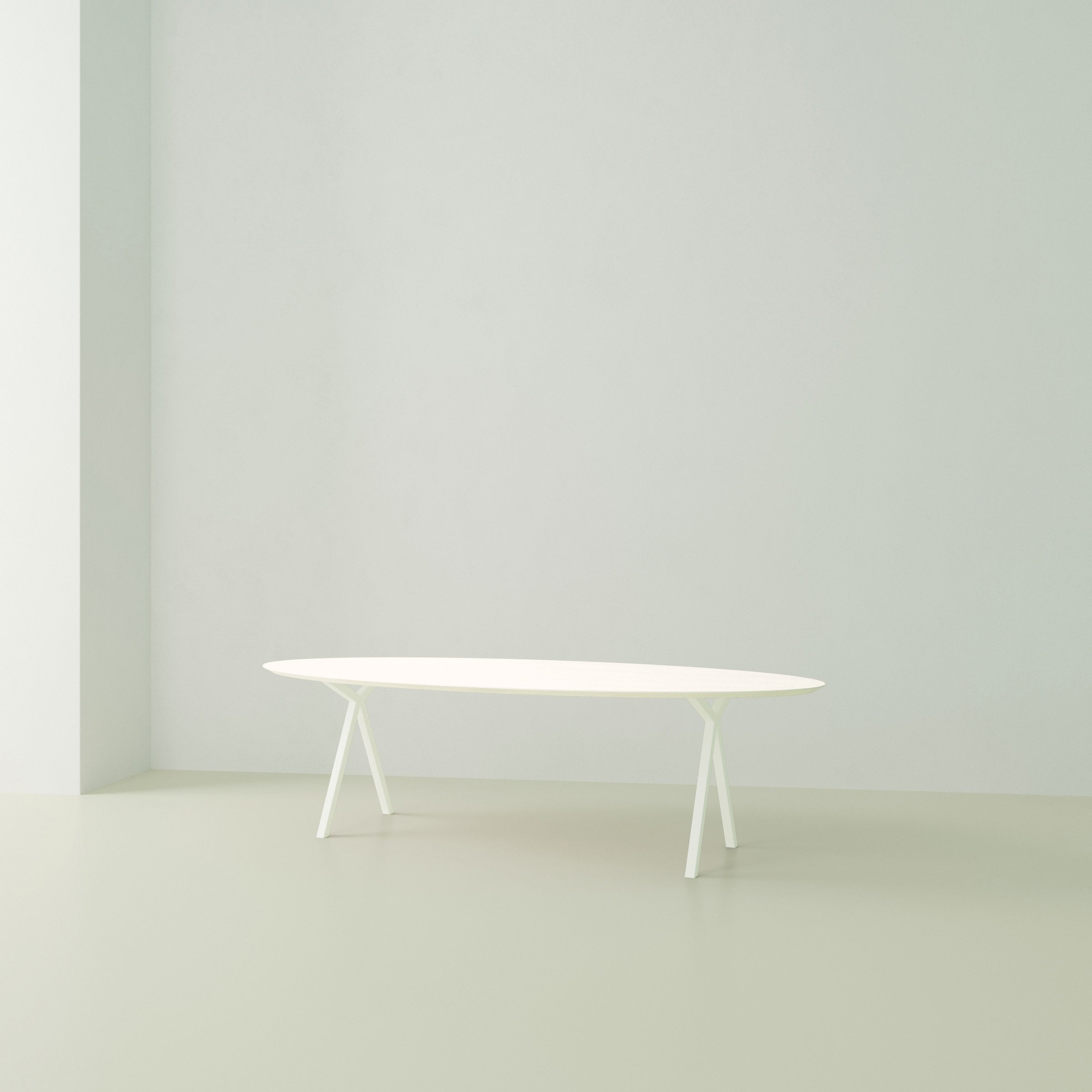 Studio Henk Slim-X tafel ovaal HPL verjongd - wit onderstel - alle formaten - Oosterlinck