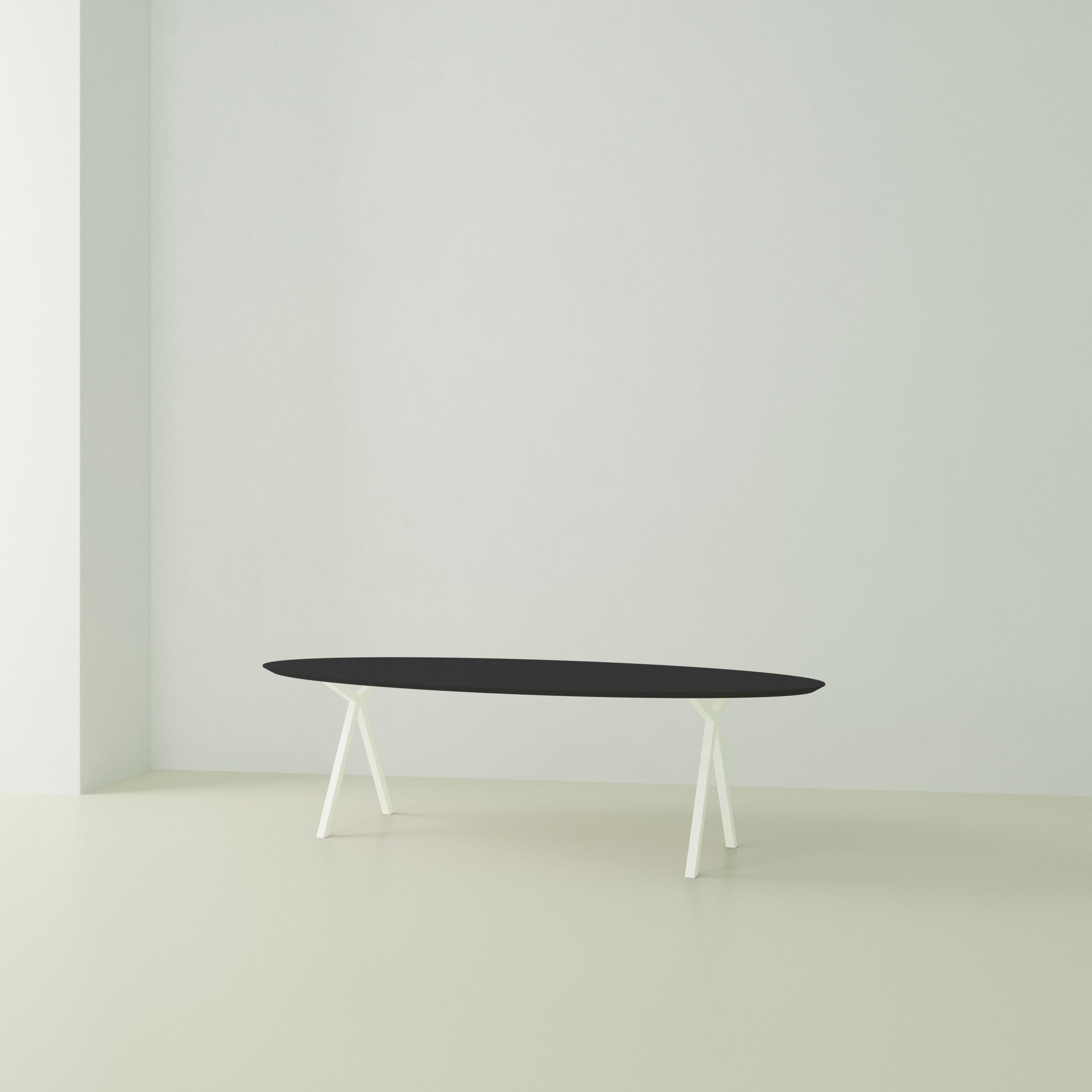 Studio Henk Slim-X tafel ovaal HPL verjongd - wit onderstel - alle formaten - Oosterlinck