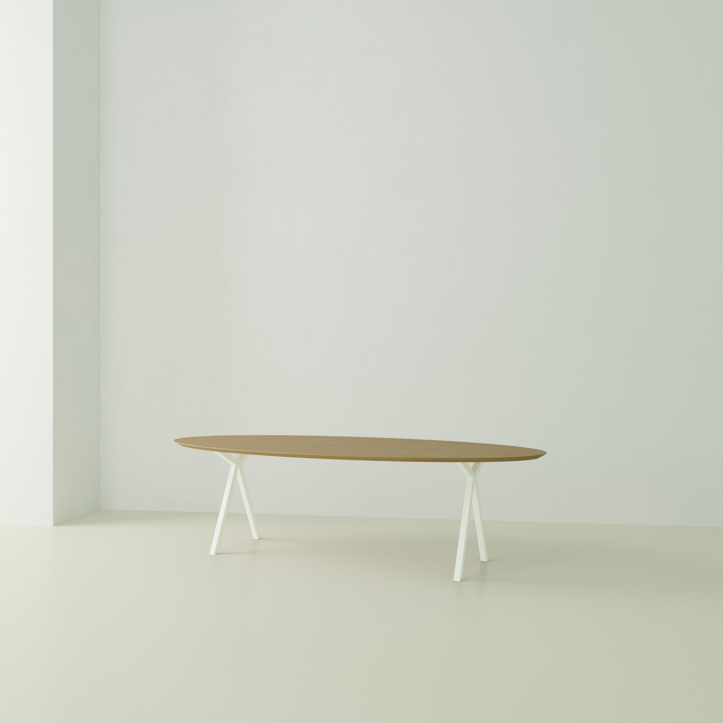 Studio Henk Slim X-type tafel ovaal verjongd - wit onderstel - alle formaten - Oosterlinck