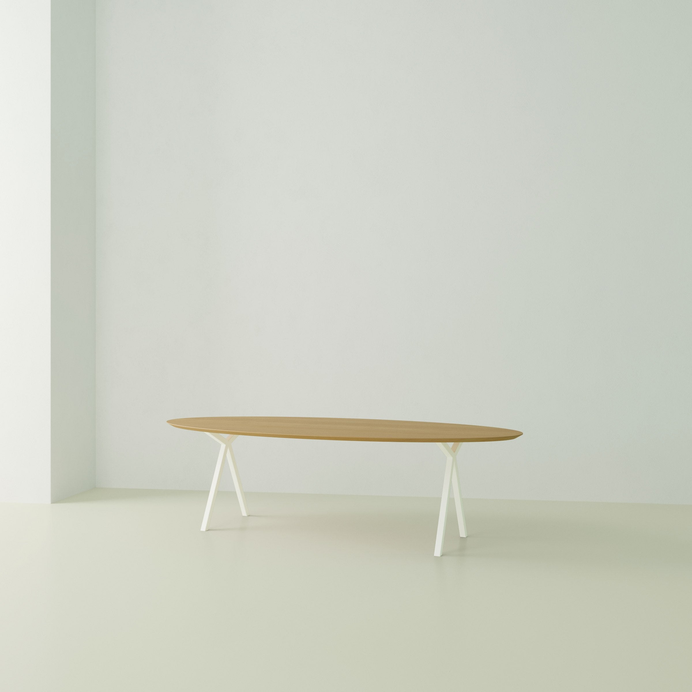 Studio Henk Slim X-type tafel ovaal verjongd - wit onderstel - alle formaten - Oosterlinck