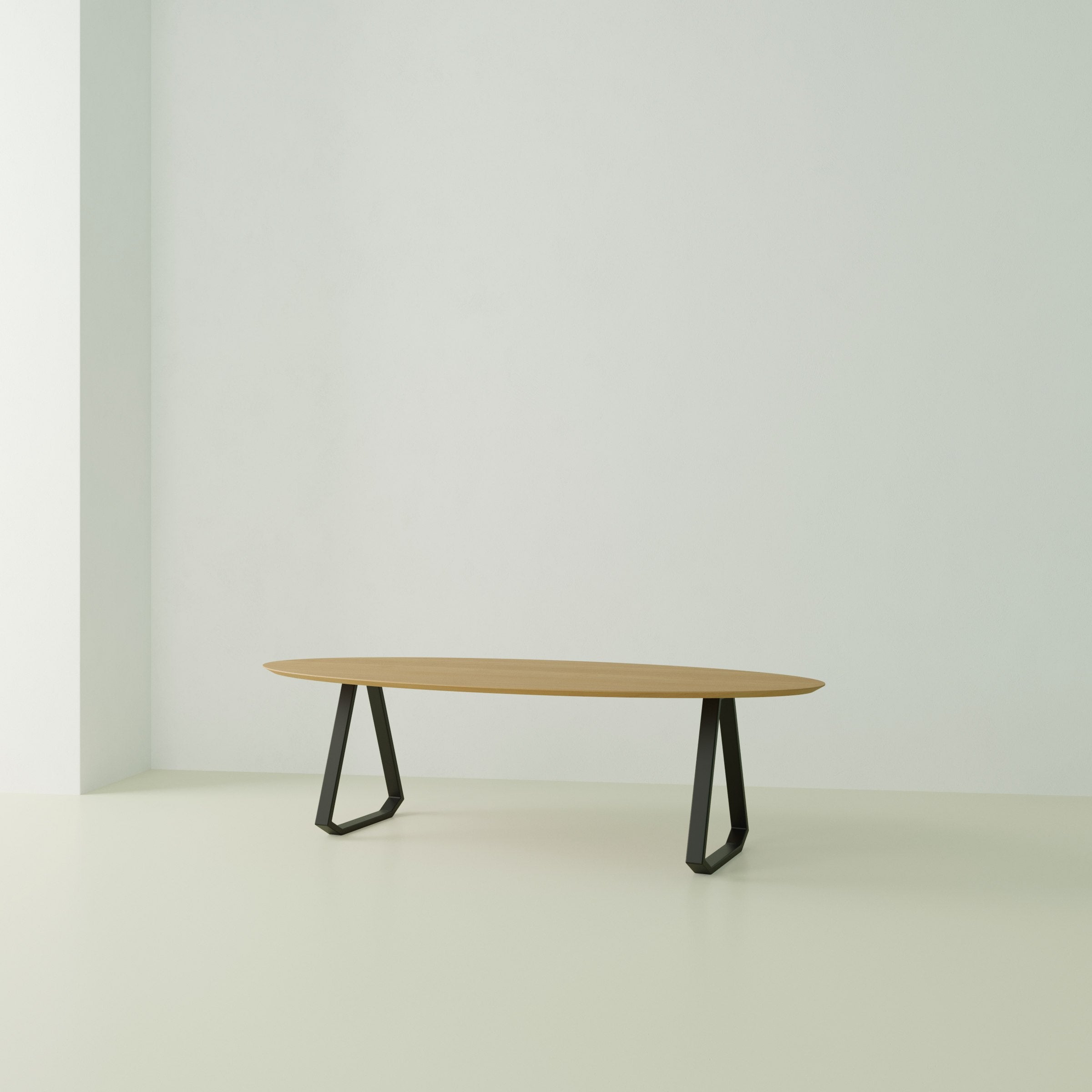 Studio Henk Topple tafel ovaal verjongd - zwart onderstel - alle formaten - Oosterlinck