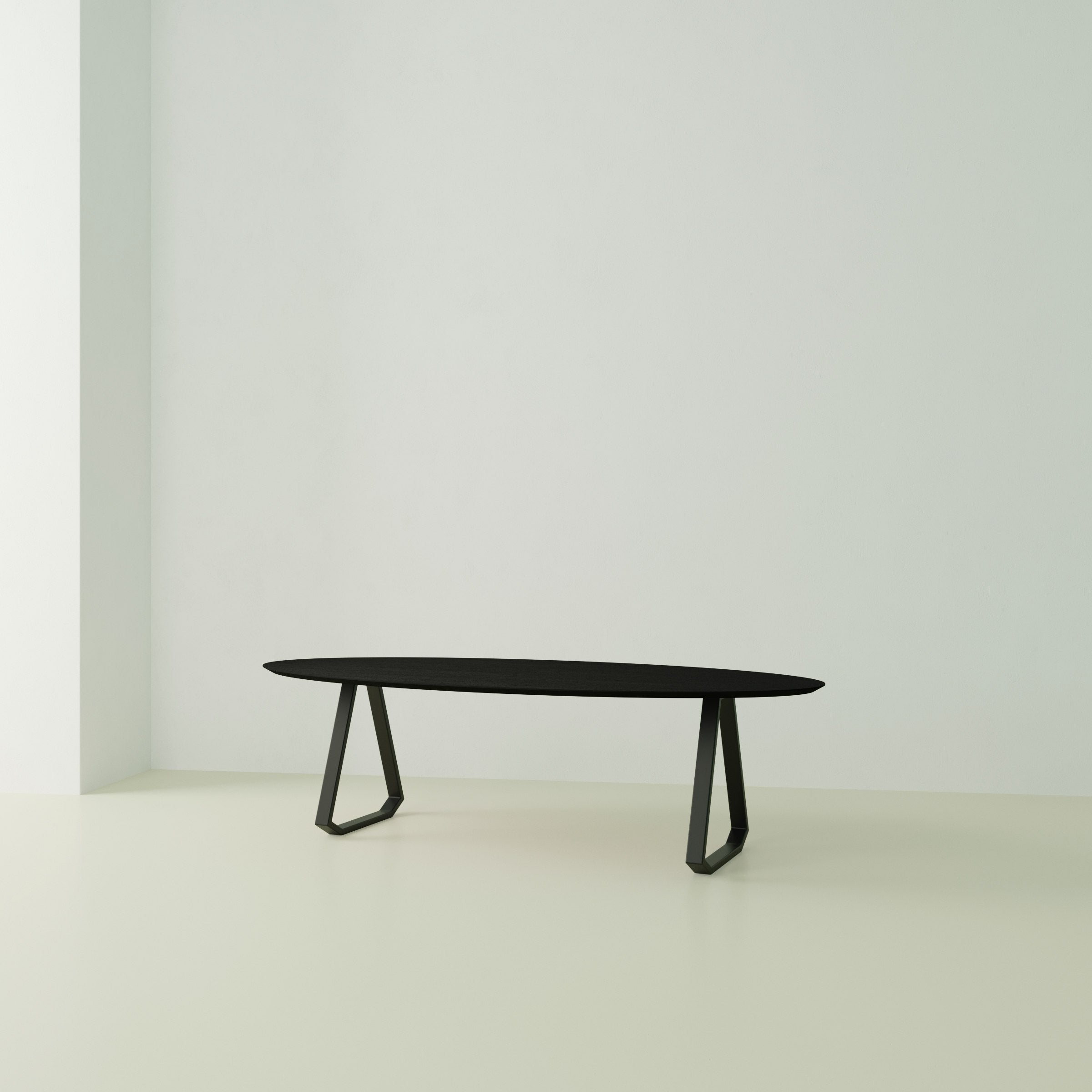 Studio Henk Topple tafel ovaal verjongd - zwart onderstel - alle formaten - Oosterlinck