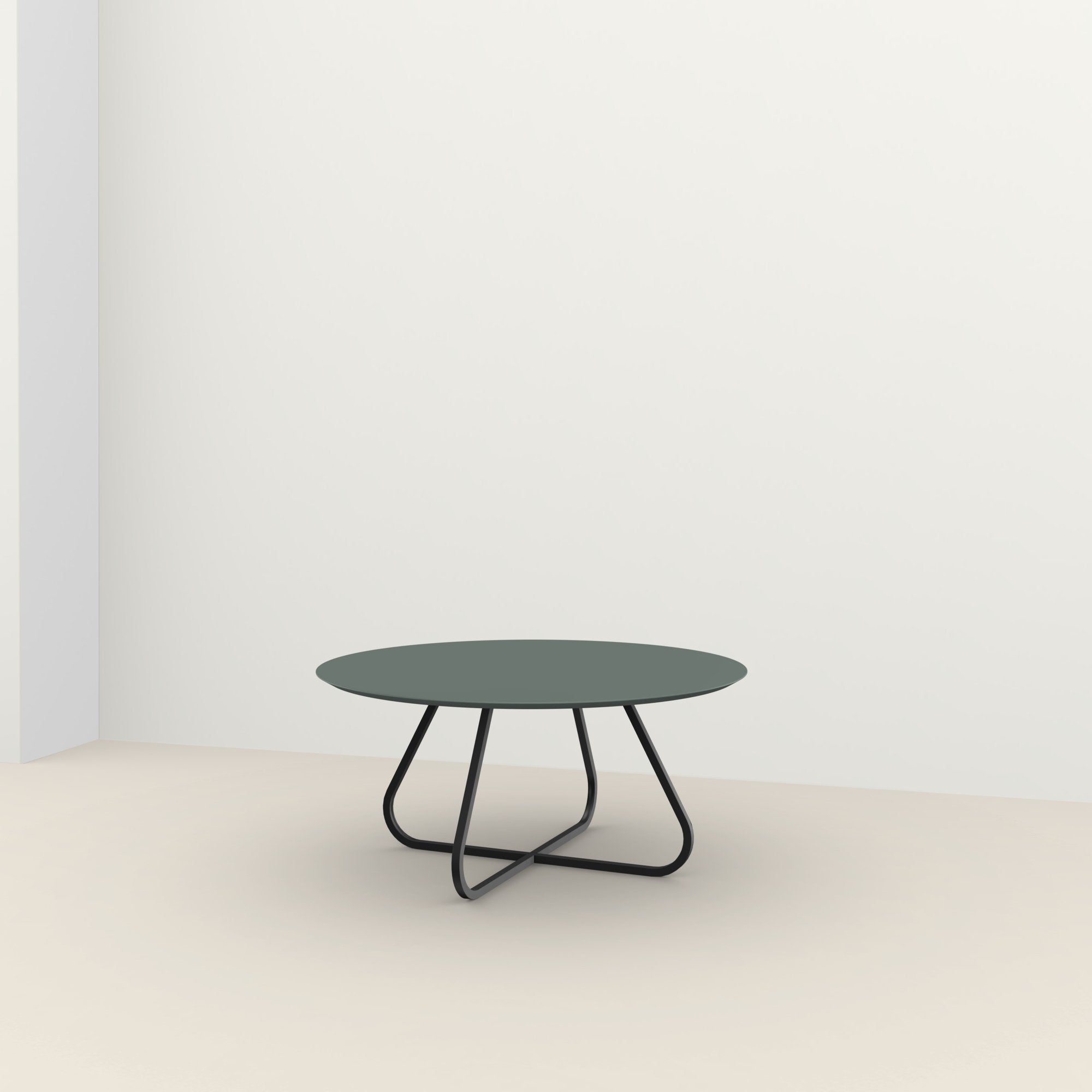 Studio Henk Curved ronde tafel HPL verjongd - zwart onderstel - alle formaten - Oosterlinck