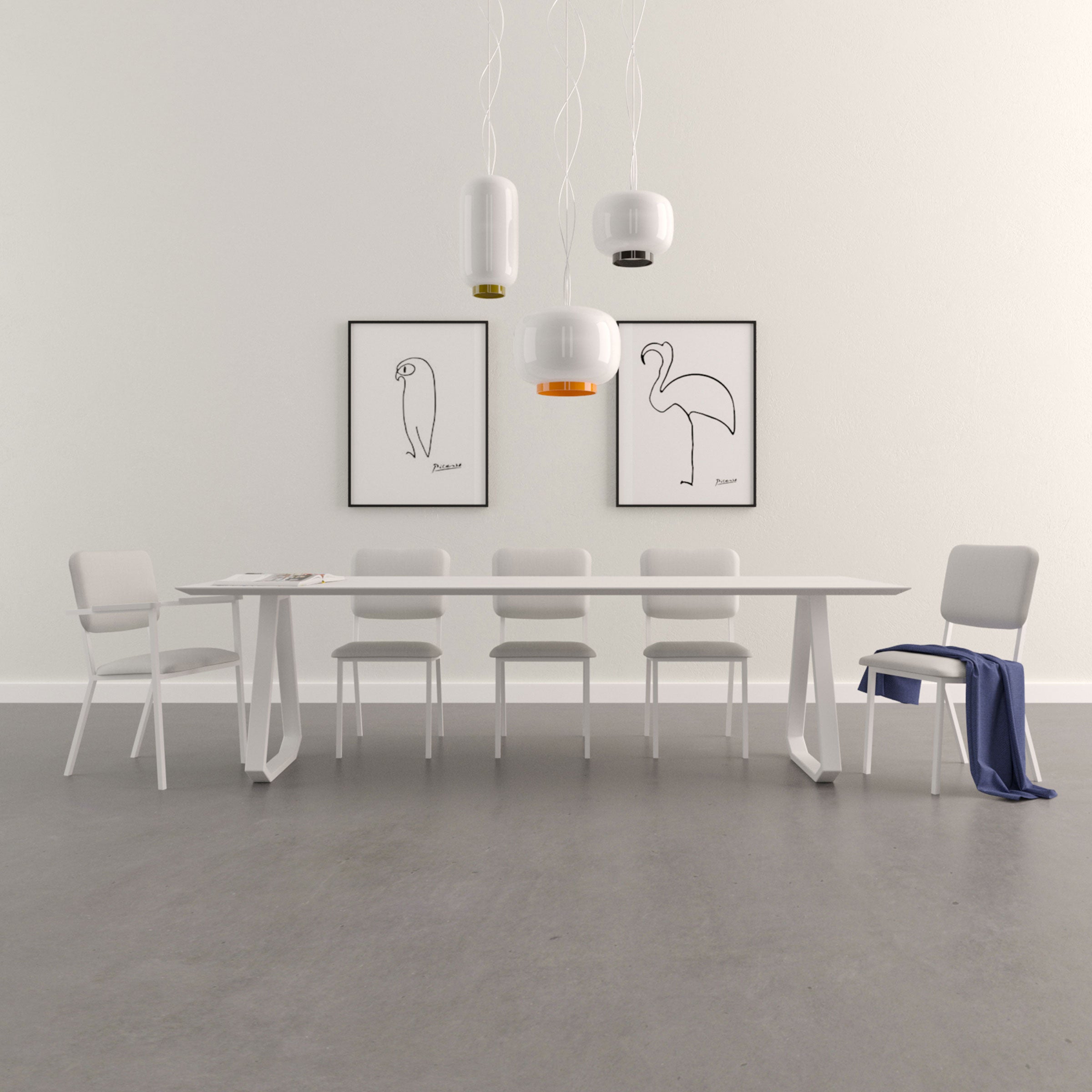 Studio Henk Topple tafel verjongd - wit onderstel - alle formaten - Oosterlinck