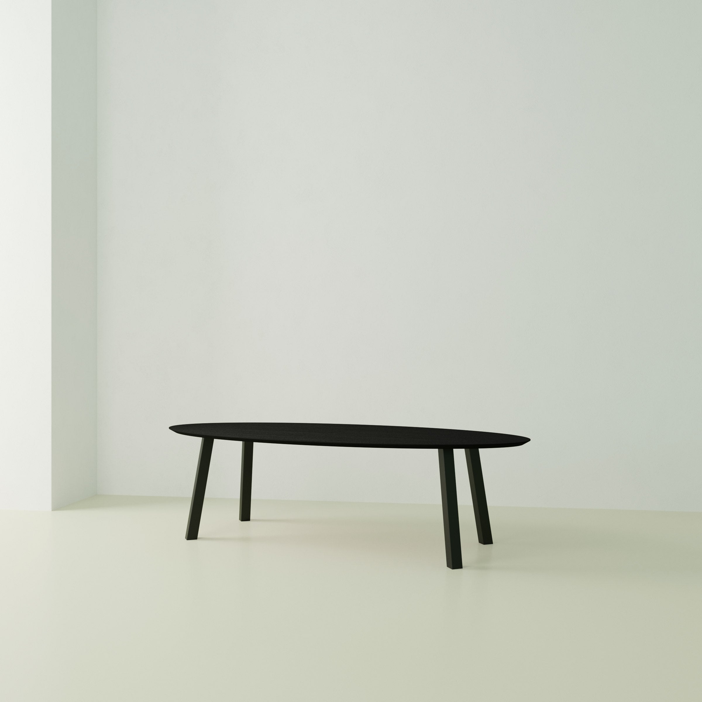 Studio Henk Co tafel ovaal verjongd - zwart onderstel - alle formaten - Oosterlinck
