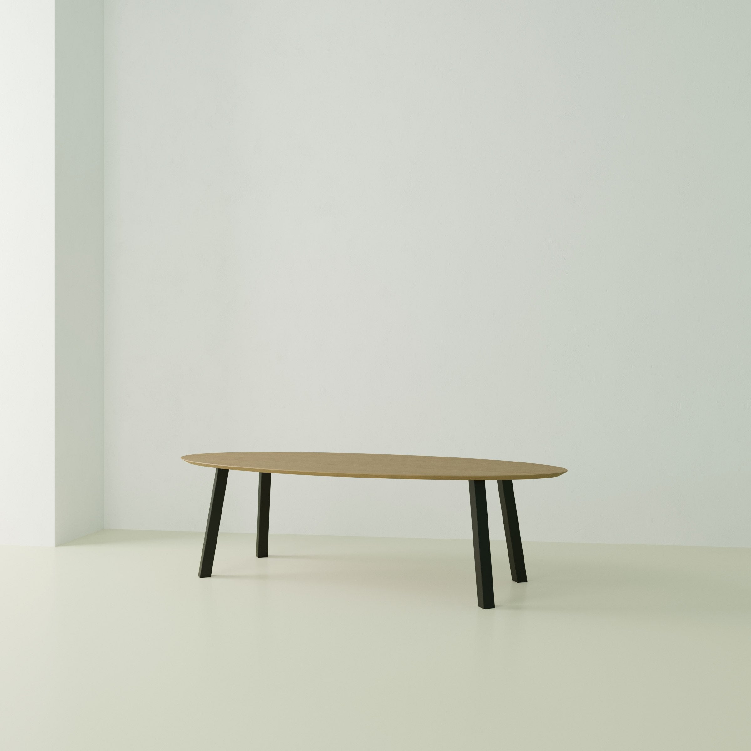 Studio Henk Co tafel ovaal verjongd - zwart onderstel - alle formaten - Oosterlinck