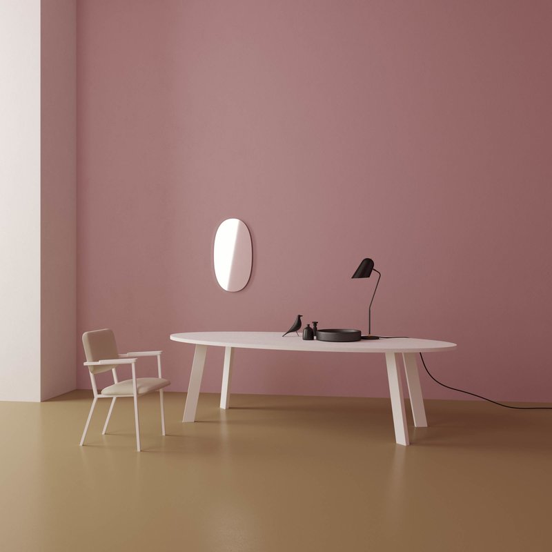 Studio Henk New Co tafel ovaal verjongd - wit onderstel - alle formaten - Oosterlinck