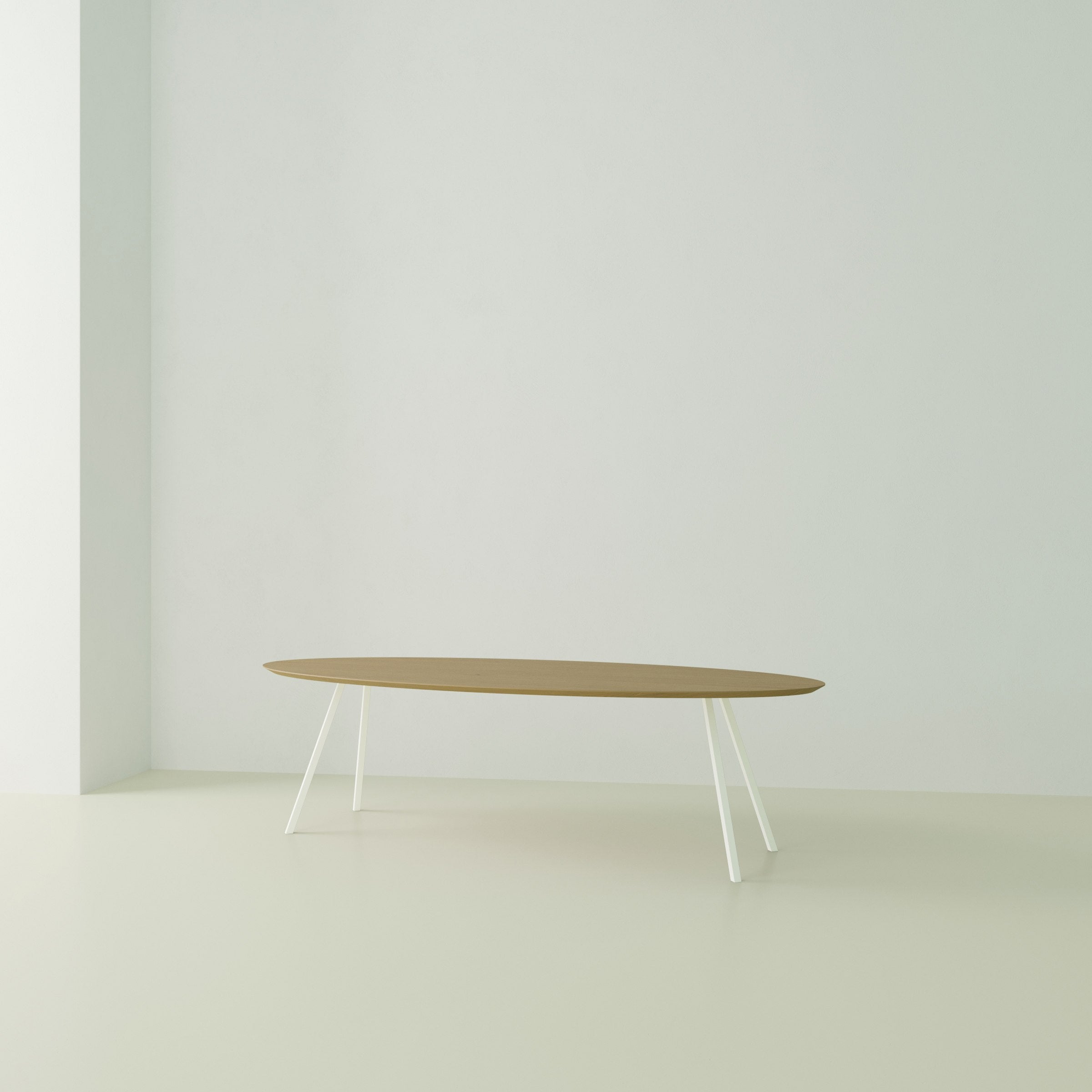 Studio Henk Slim Co tafel ovaal verjongd - wit onderstel - alle formaten - Oosterlinck