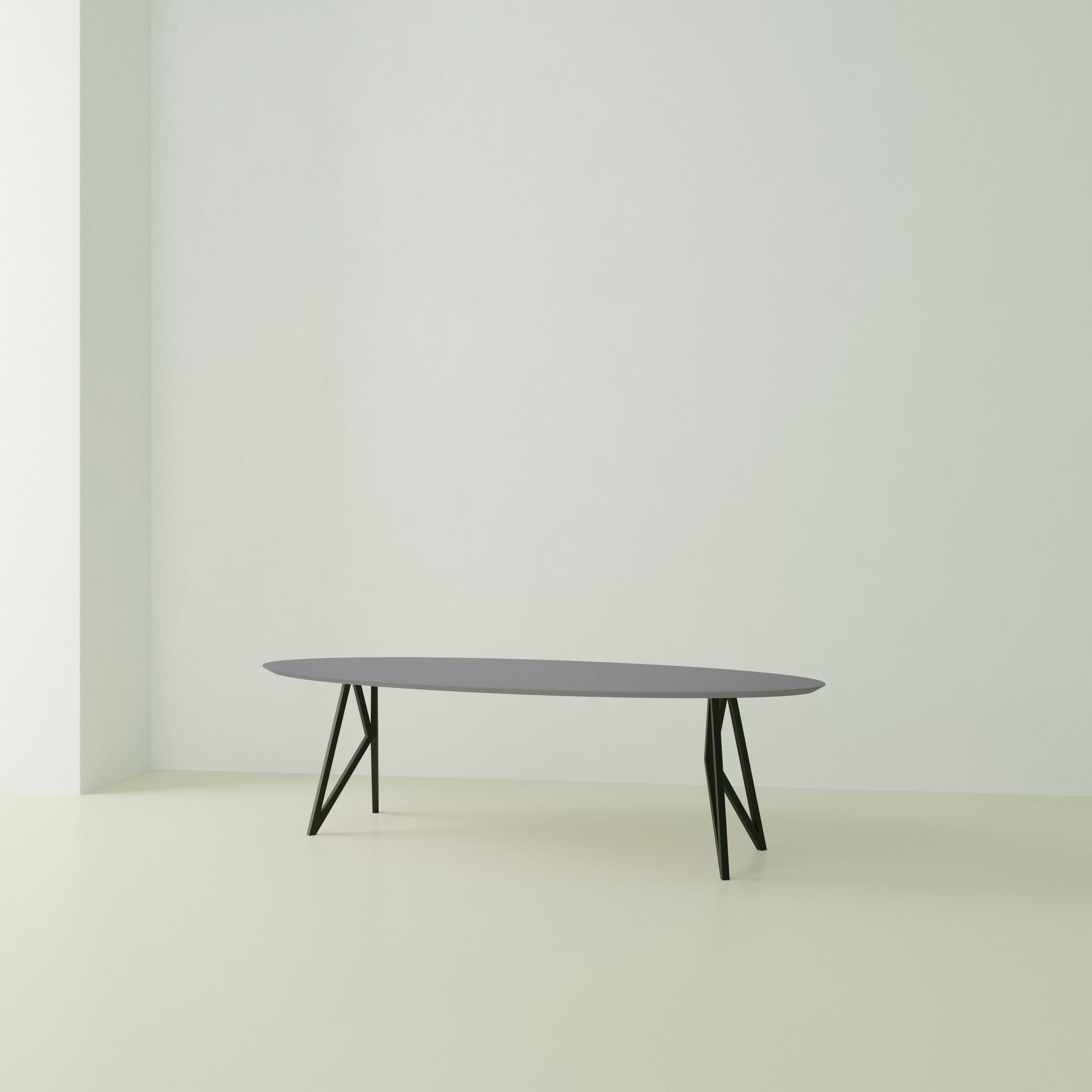 Studio Henk Butterfly tafel ovaal HPL verjongd - zwart onderstel - alle formaten - Oosterlinck