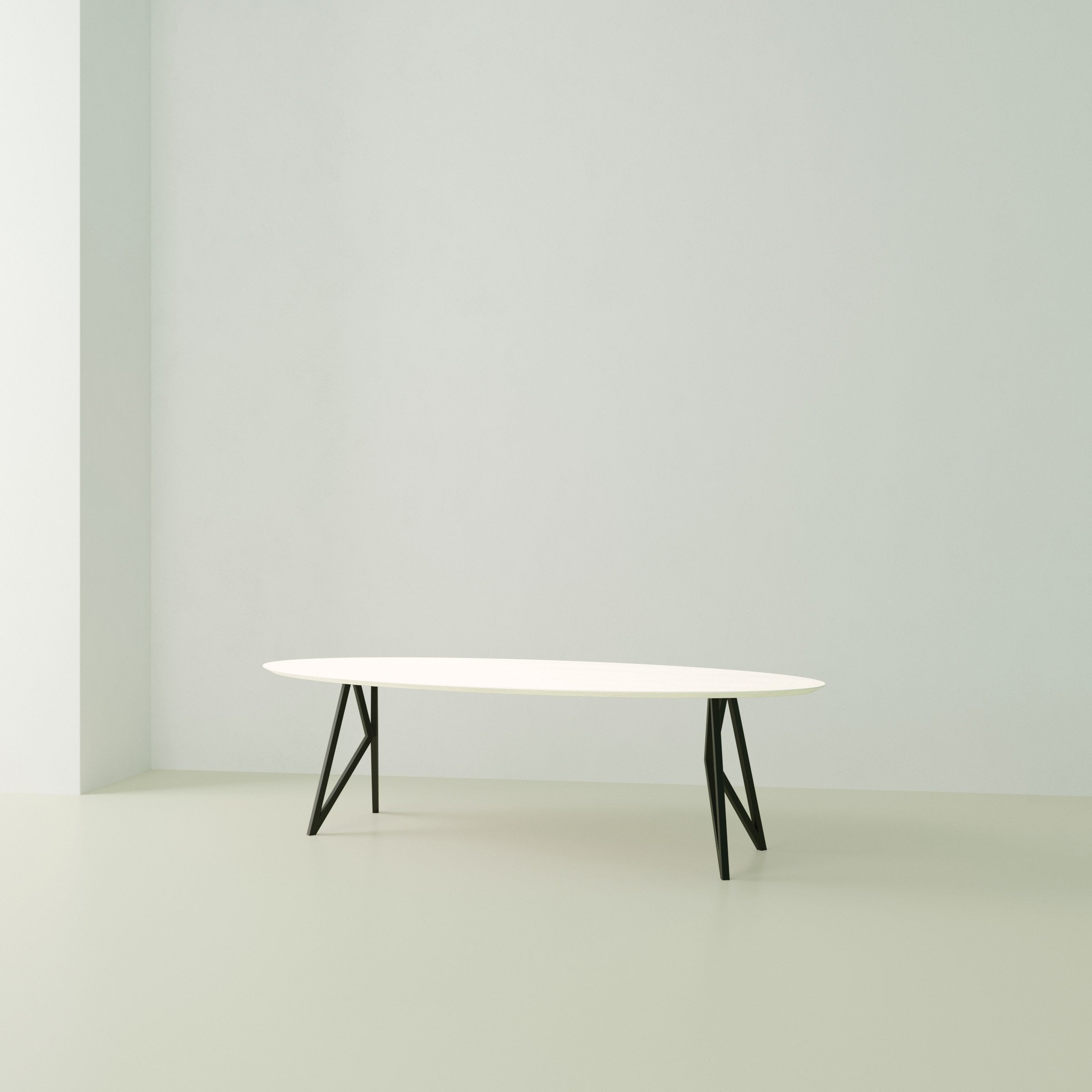 Studio Henk Butterfly tafel ovaal HPL verjongd - zwart onderstel - alle formaten - Oosterlinck