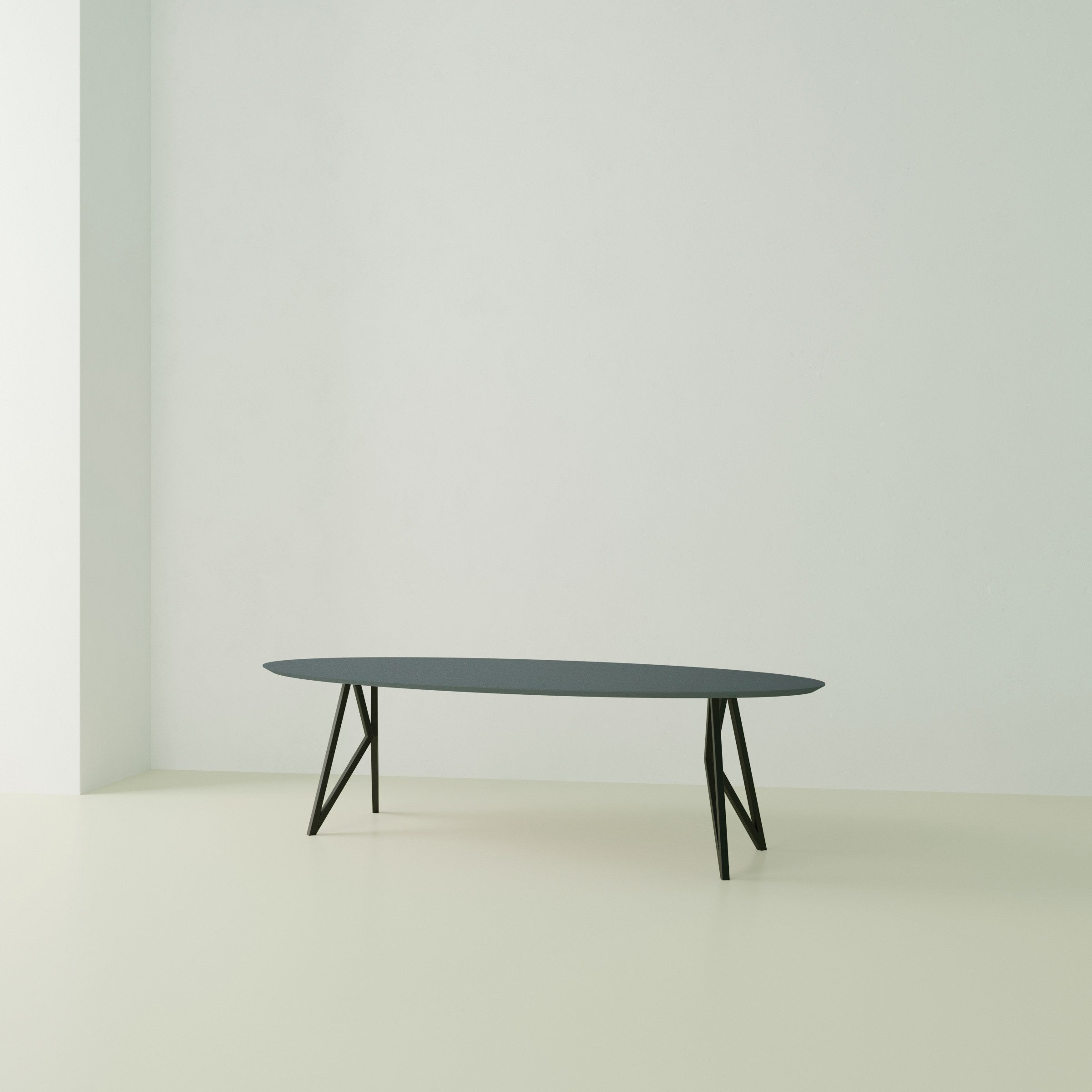 Studio Henk Butterfly tafel ovaal HPL verjongd - zwart onderstel - alle formaten - Oosterlinck