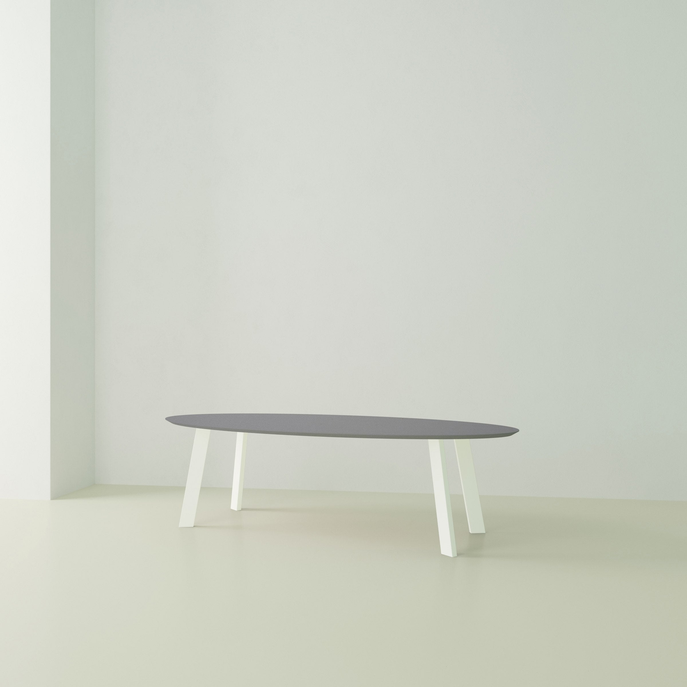 Studio Henk New Co tafel ovaal HPL verjongd - wit onderstel - alle formaten - Oosterlinck