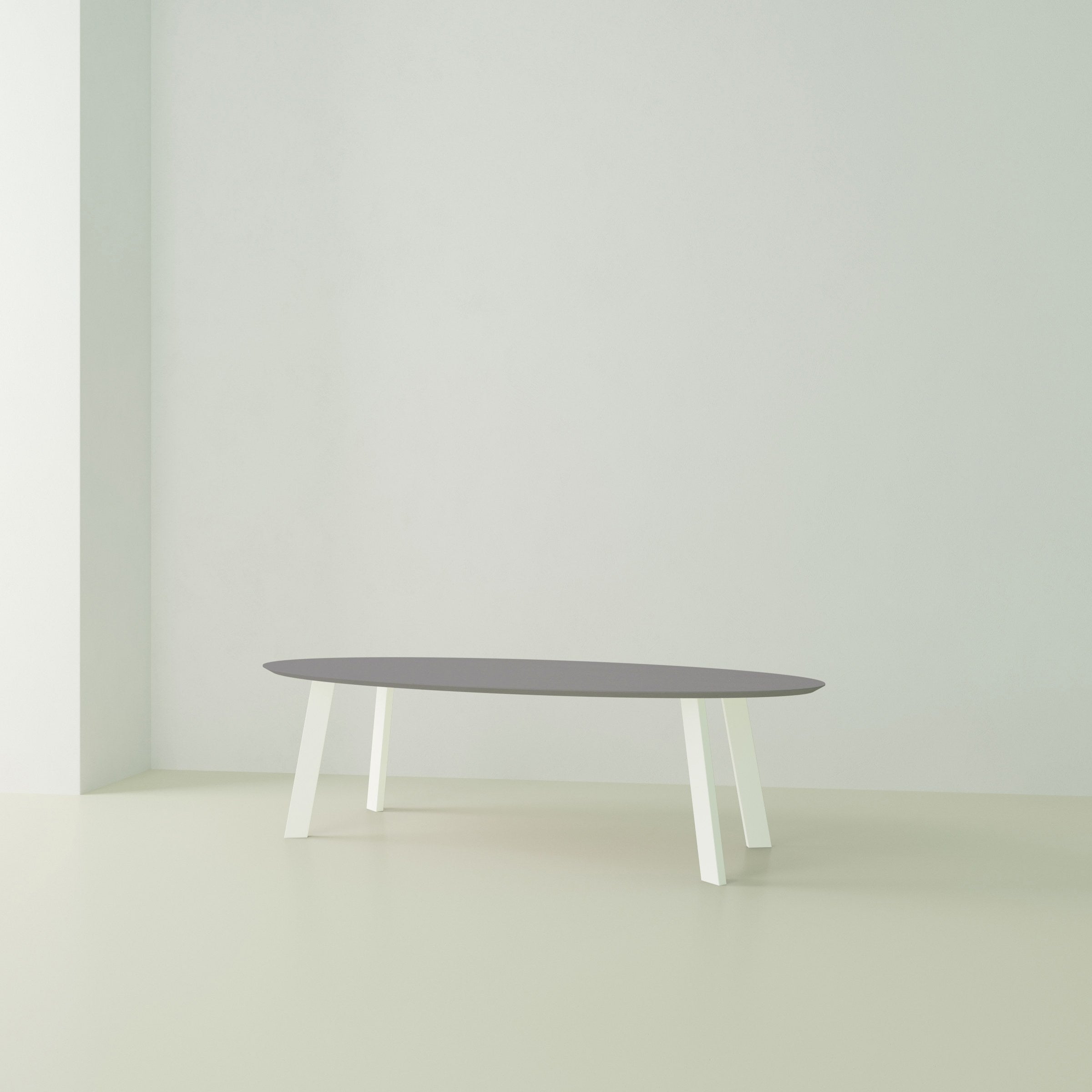 Studio Henk New Co tafel ovaal HPL verjongd - wit onderstel - alle formaten - Oosterlinck