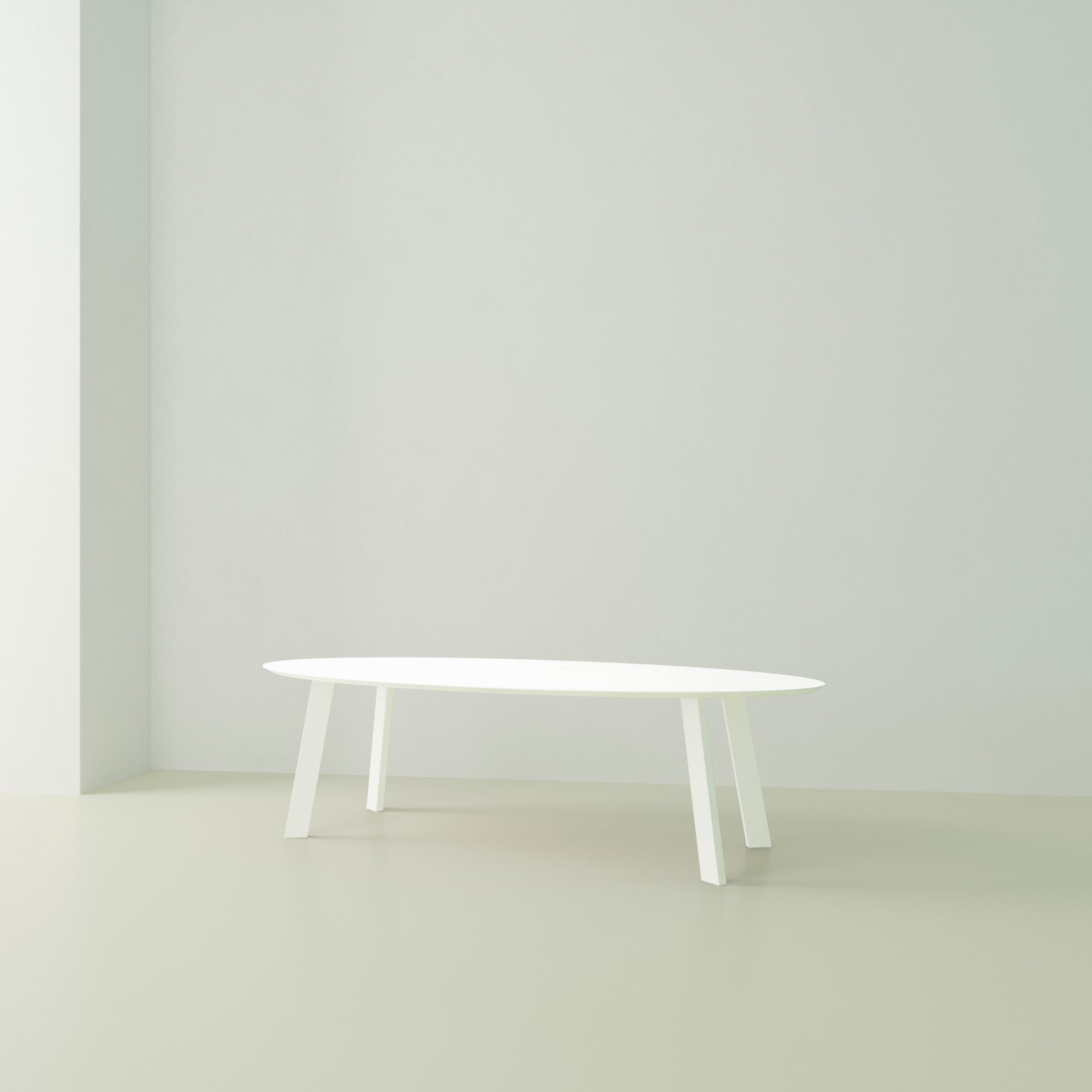 Studio Henk New Co tafel ovaal HPL verjongd - wit onderstel - alle formaten - Oosterlinck