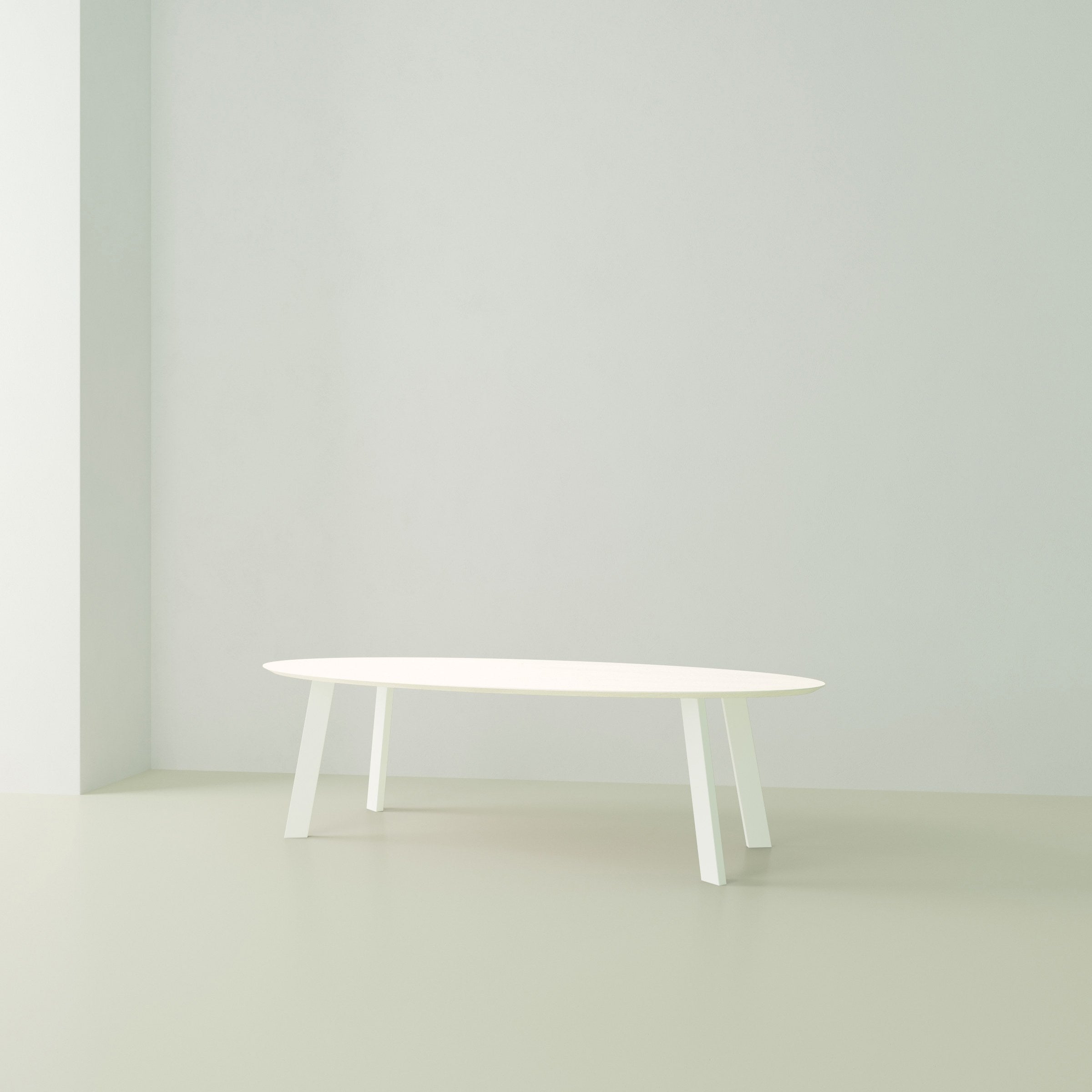 Studio Henk New Co tafel ovaal HPL verjongd - wit onderstel - alle formaten - Oosterlinck