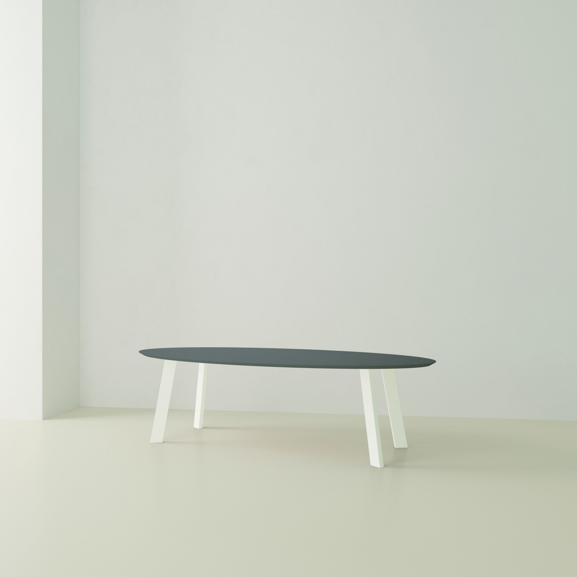 Studio Henk New Co tafel ovaal HPL verjongd - wit onderstel - alle formaten - Oosterlinck