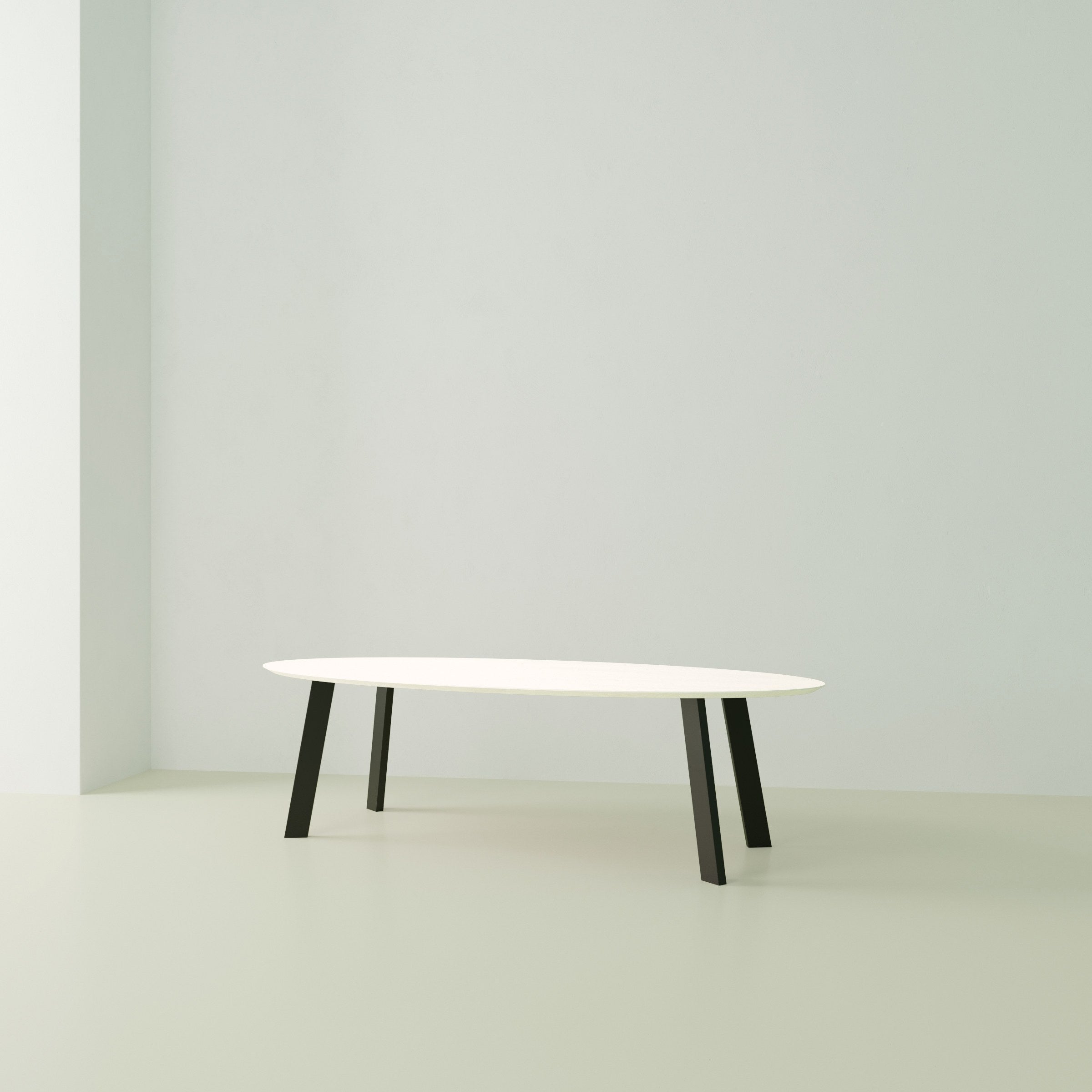 Studio Henk New Co tafel ovaal HPL verjongd - zwart onderstel - alle formaten - Oosterlinck