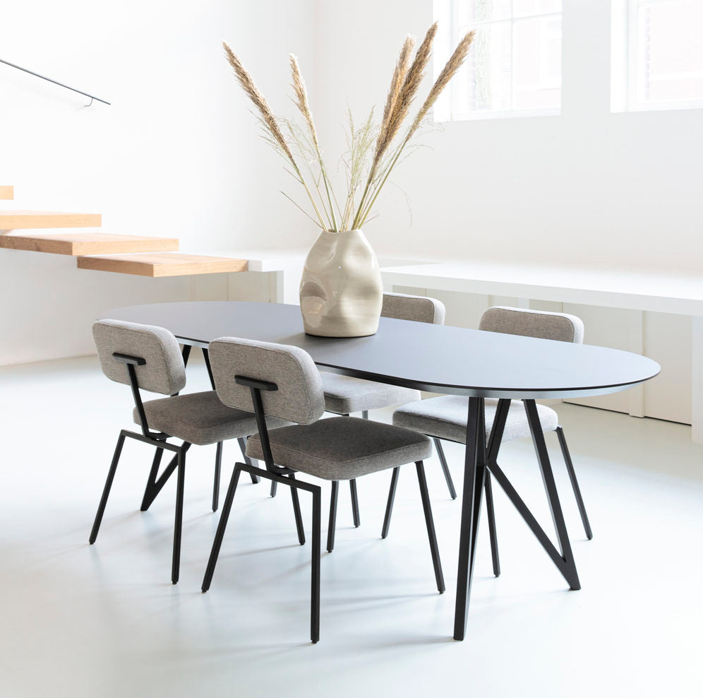 Studio Henk Slim-X tafel platovaal verjongd - zwart onderstel - alle formaten - Oosterlinck