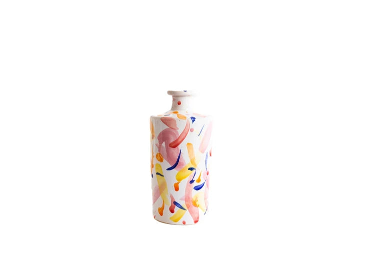 Val Pottery Rio Bottle - pink of mix painting - Oosterlinck