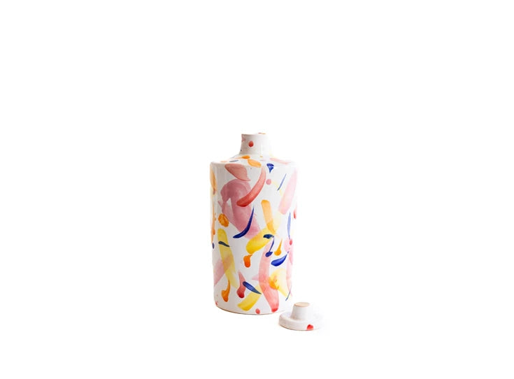 Val Pottery Rio Bottle - pink of mix painting - Oosterlinck