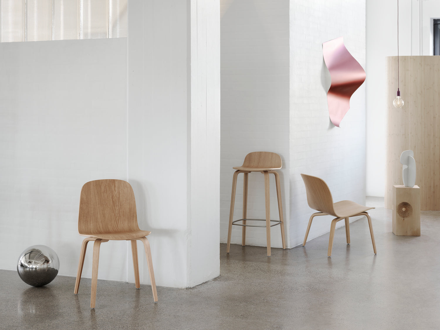 Muuto Visu stoelen eik naturel - 1 set van 3 / -60%
