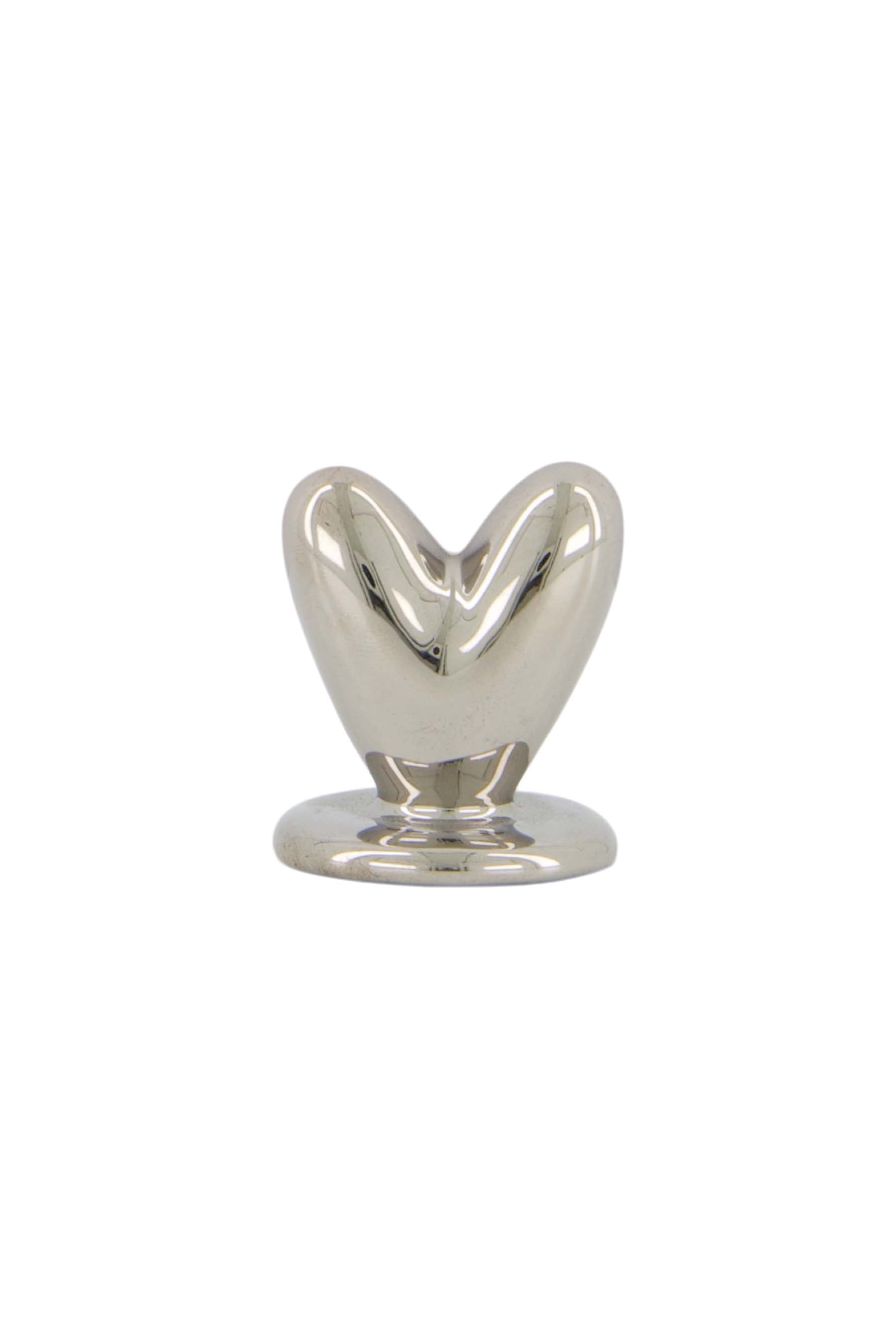 Zusss Kaartenstandaard keramisch zilverkleurig hartje - Oosterlinck Home