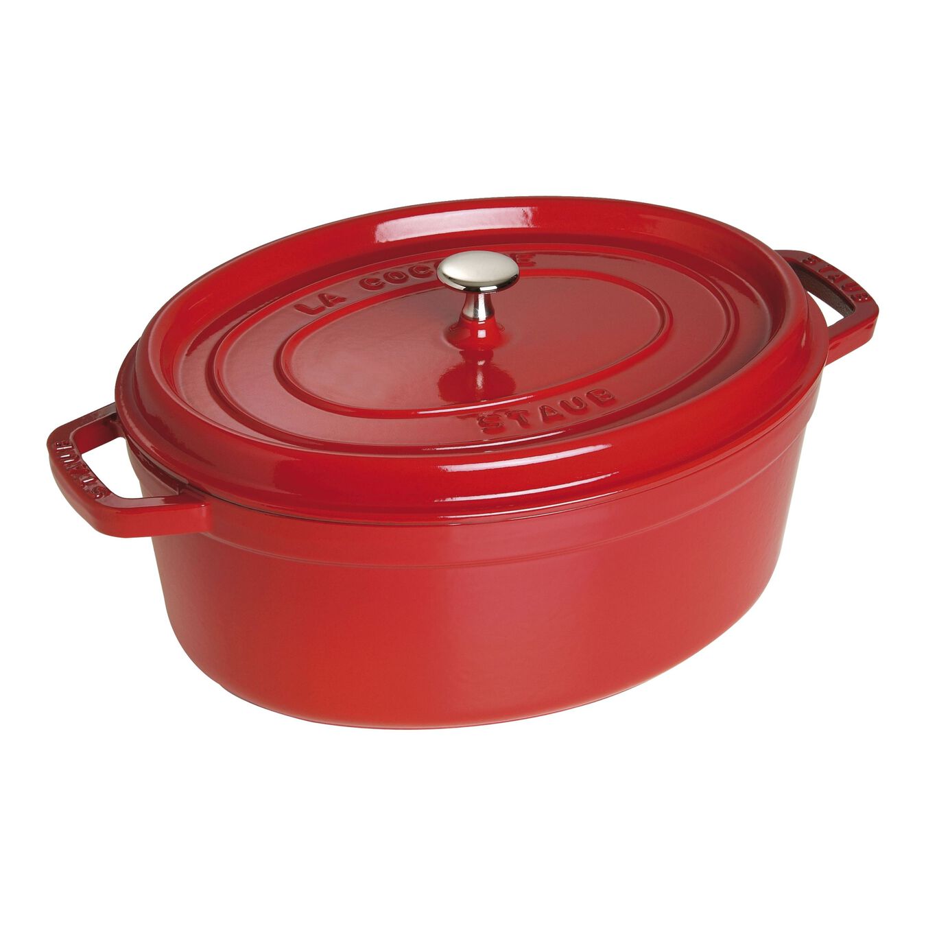 STAUB LA COCOTTE GIETIJZEREN BRAADPAN OVAAL, KERSENROOD - TWEE FORMATEN - Oosterlinck