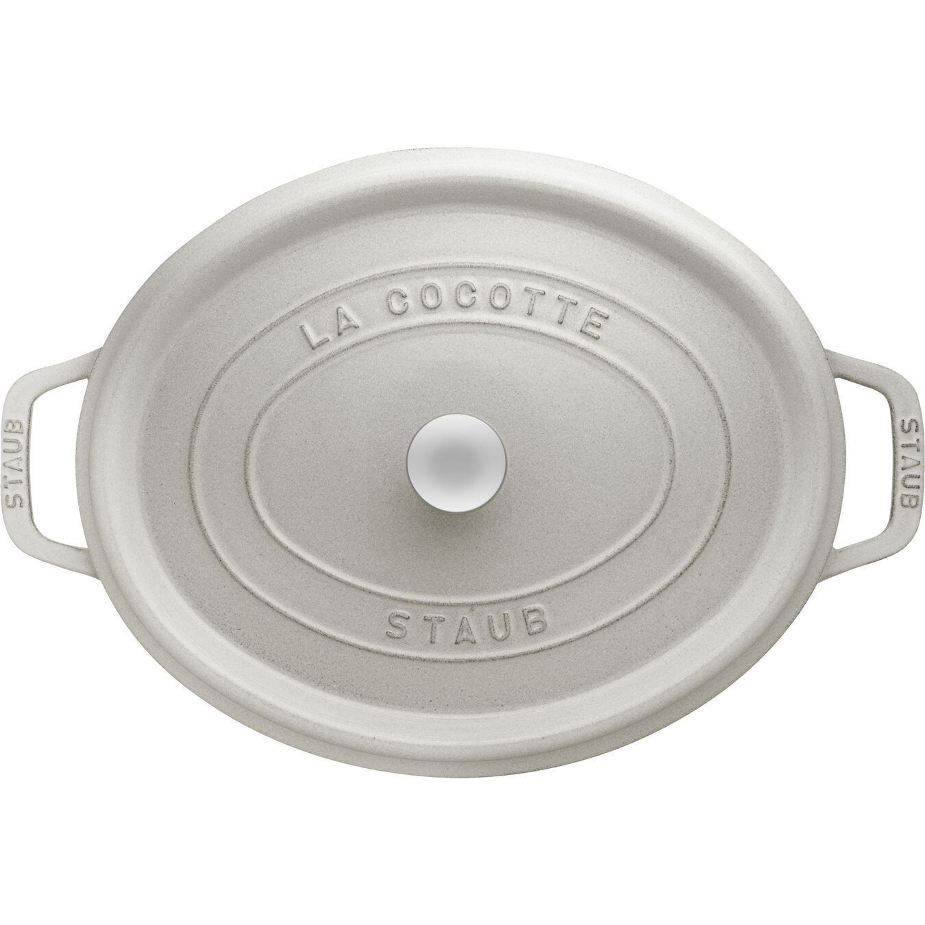 STAUB LA COCOTTE GIETIJZEREN BRAADPAN 31 CM / 5,5 L, OVAAL, WHITE TRUFFLE - Oosterlinck