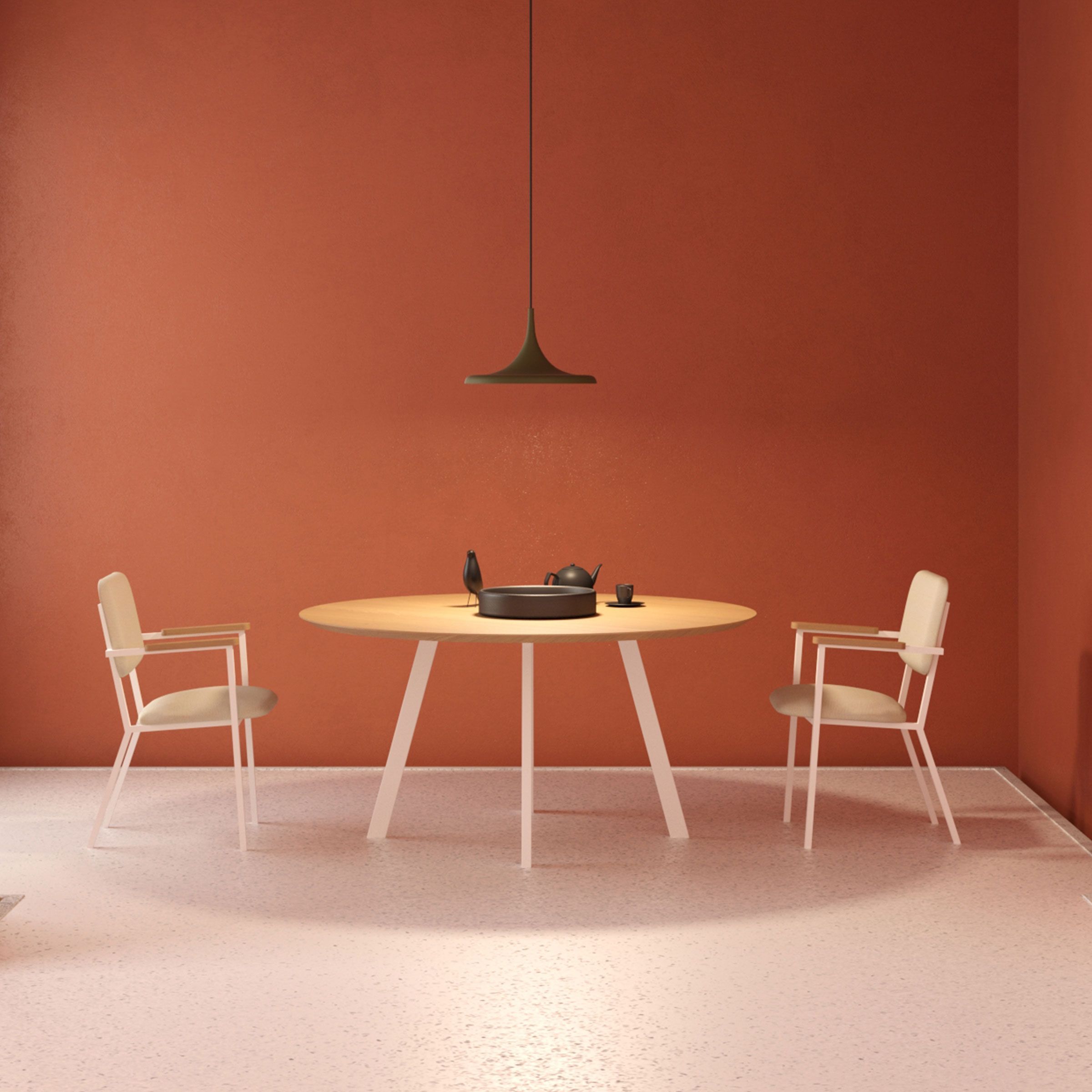 Studio Henk New Co tafel rond verjongd - wit onderstel - alle formaten - Oosterlinck