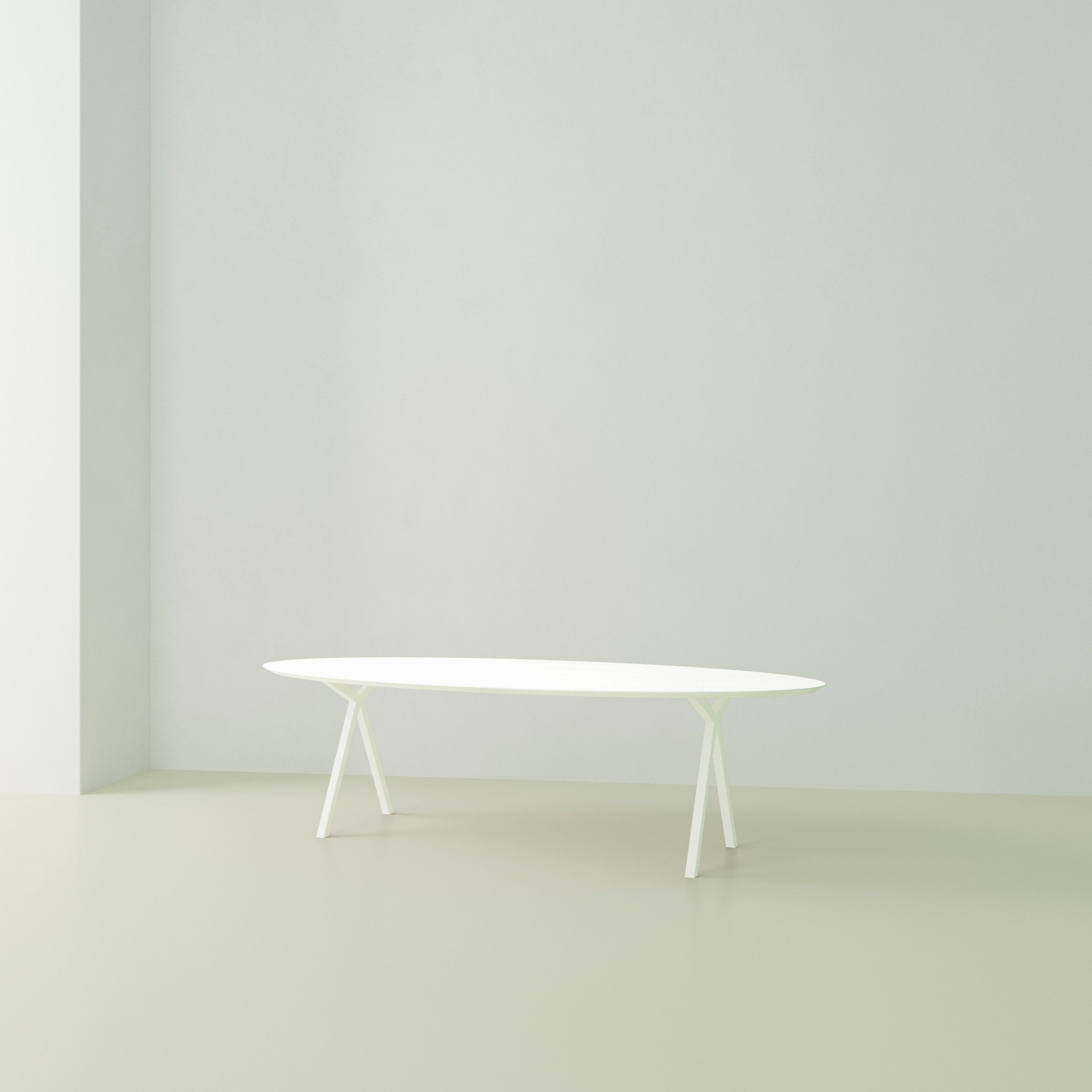 Studio Henk Slim-X tafel ovaal HPL verjongd - wit onderstel - alle formaten - Oosterlinck