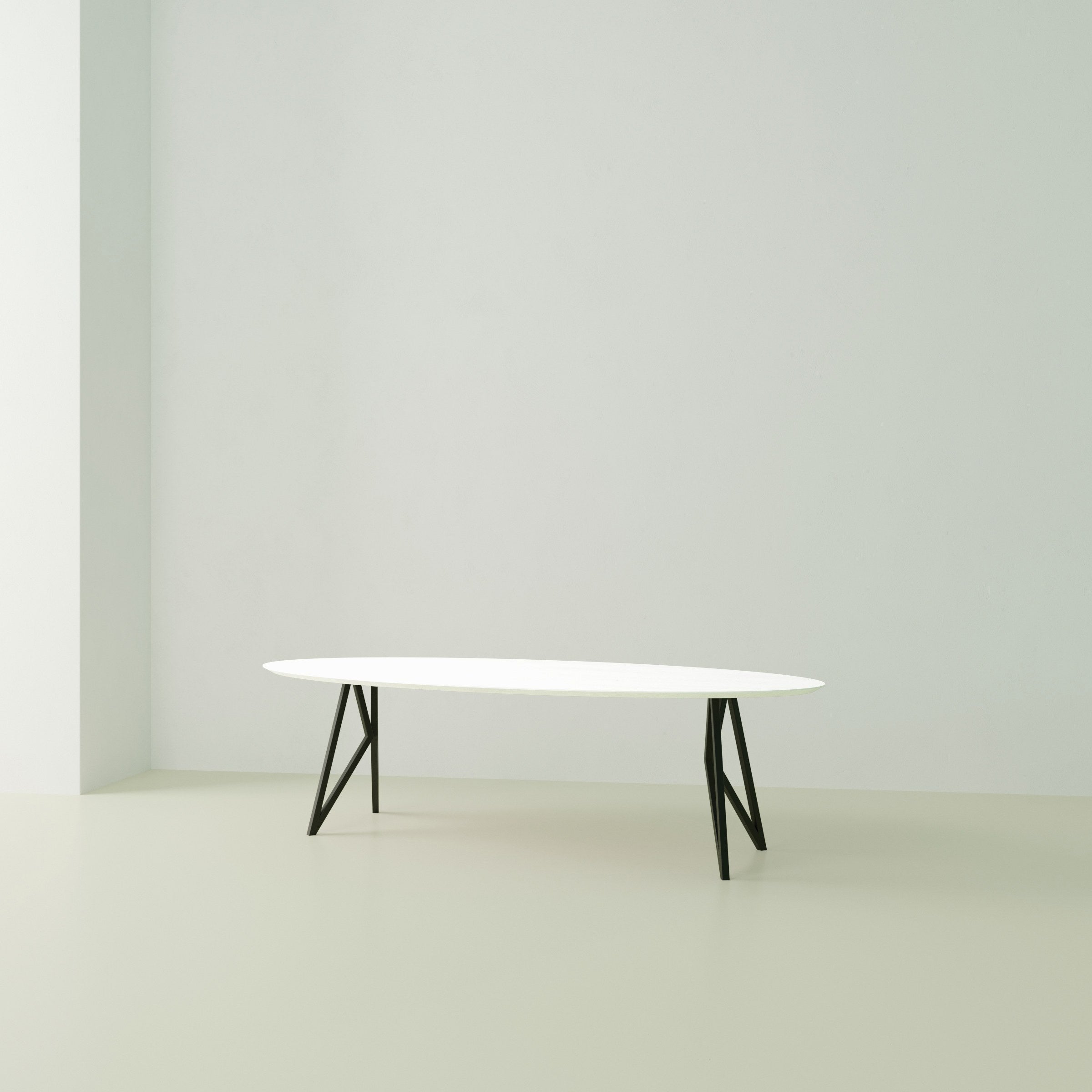 Studio Henk Butterfly tafel ovaal HPL verjongd - zwart onderstel - alle formaten - Oosterlinck