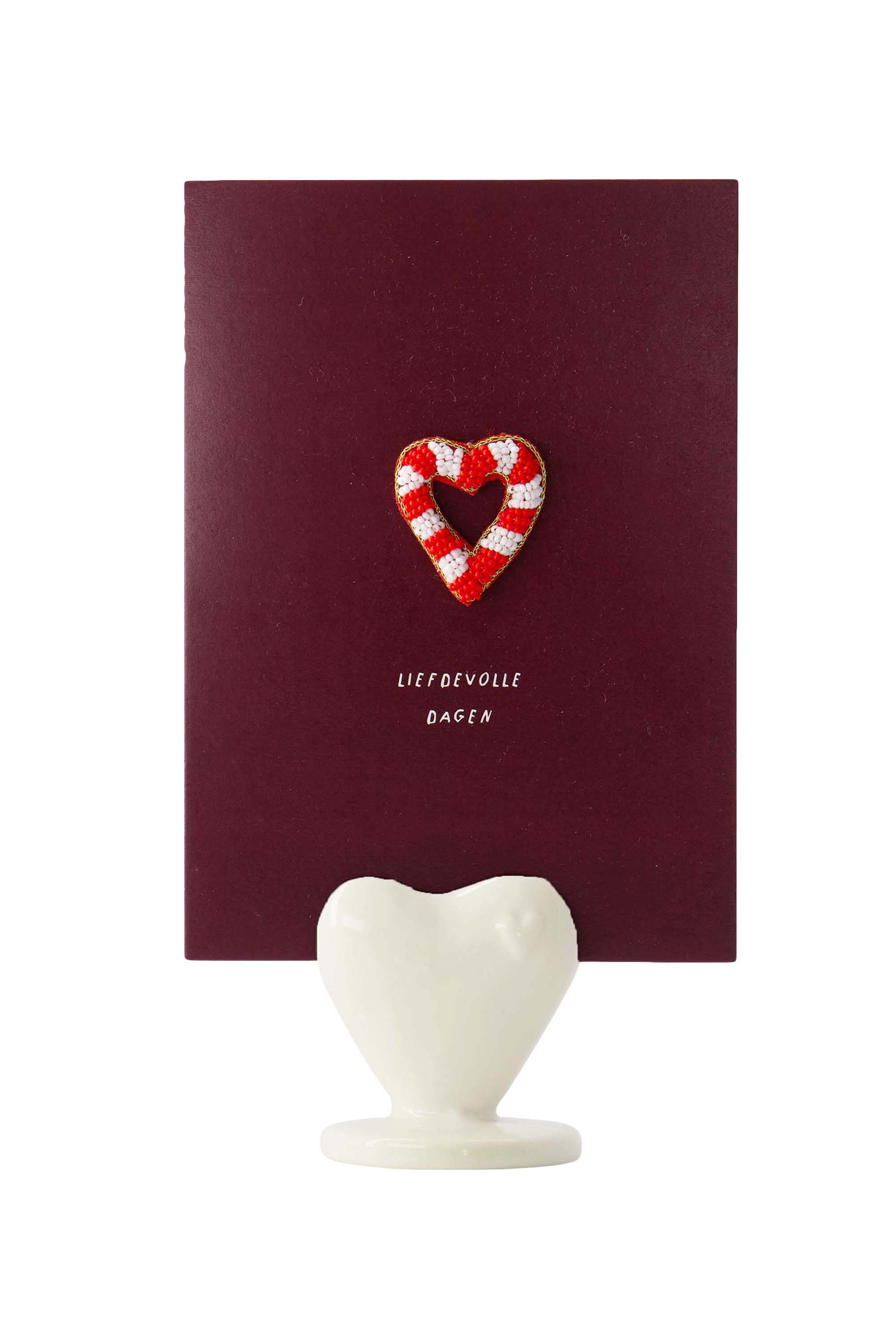 Zusss  Kaartenstandaard keramisch hartje kerstkleuren - Oosterlinck Home