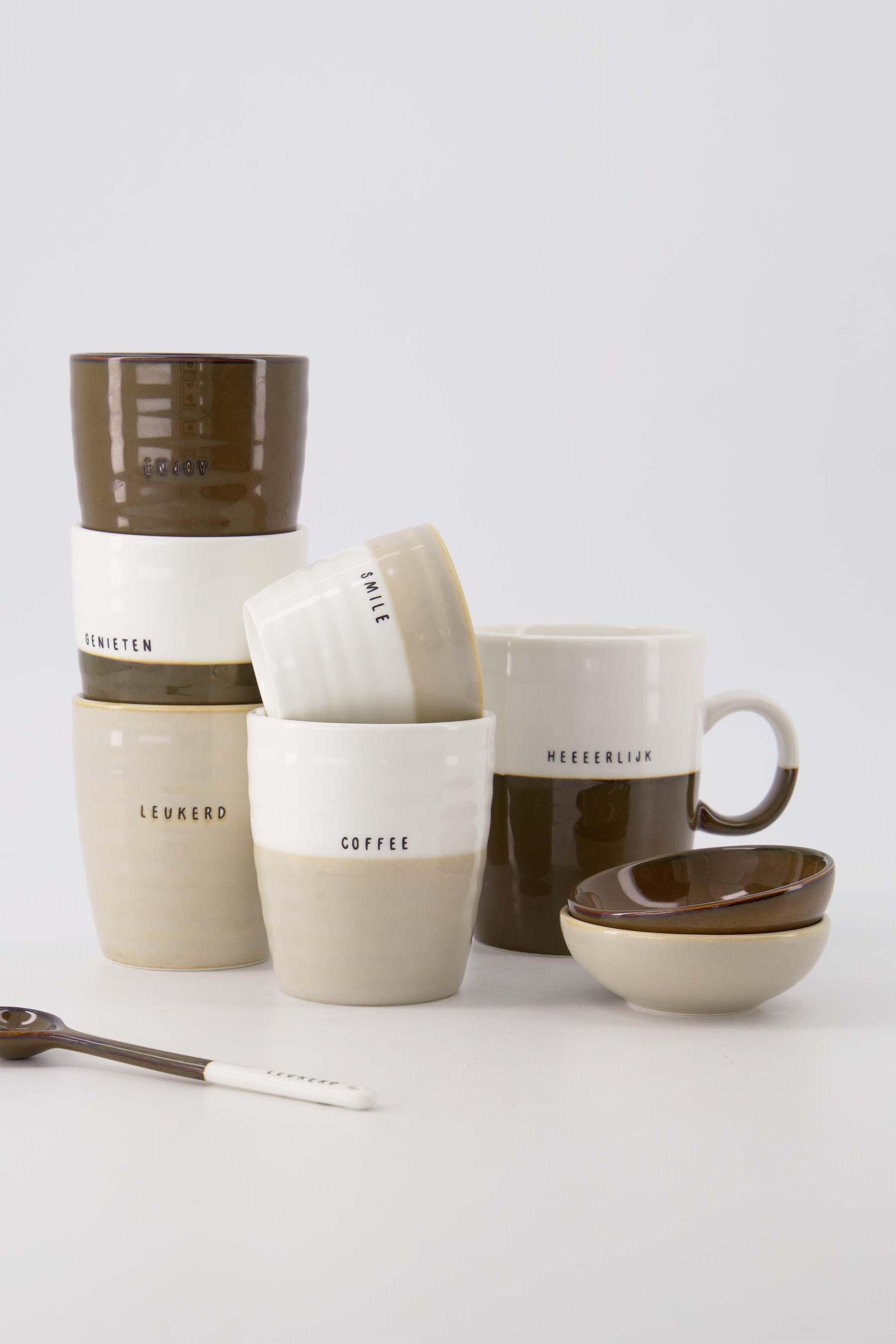 Zusss  Koffiemok Coffee wit/bruin of wit/beige - Oosterlinck Home