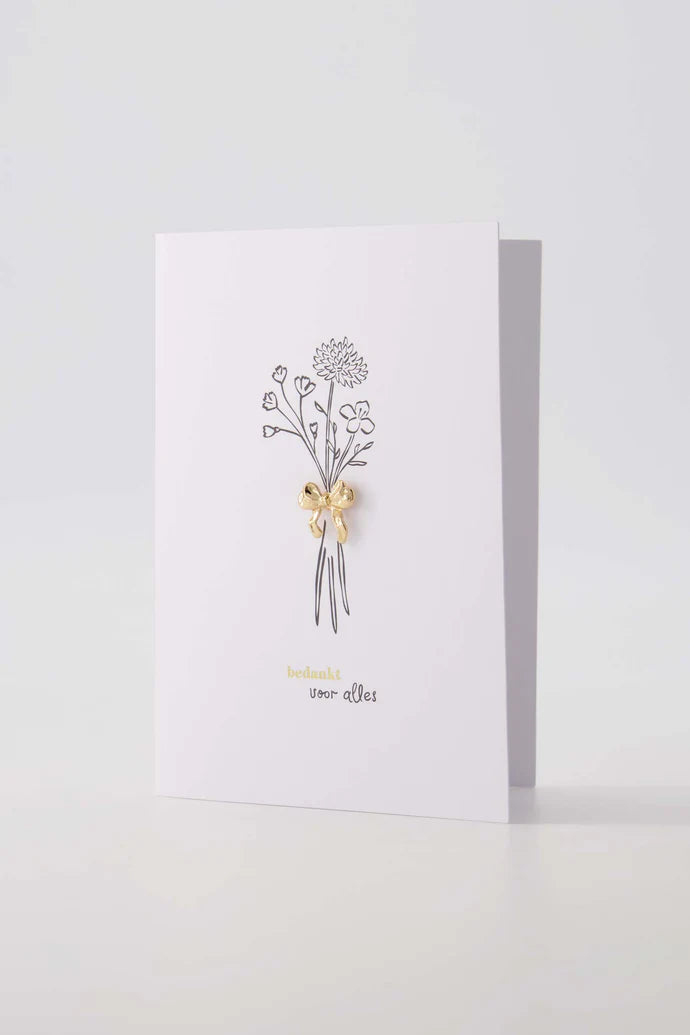 Zusss  Wenskaart met broche Bedankt voor alles