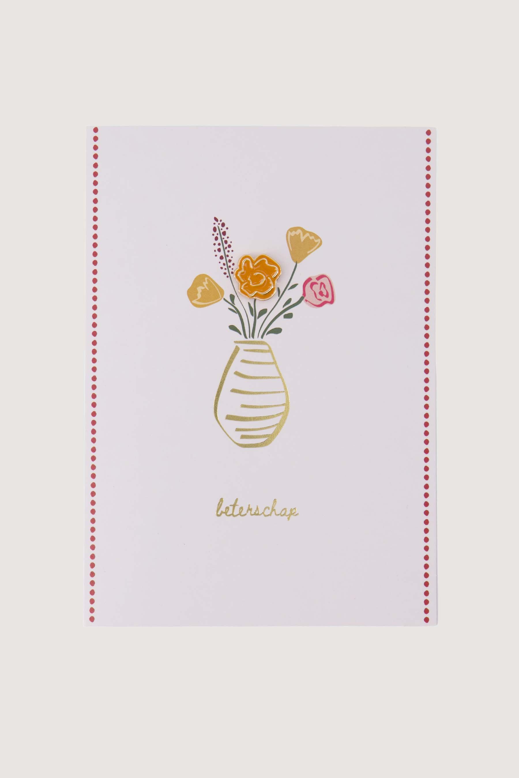 Zusss  Wenskaart met broche Beterschap