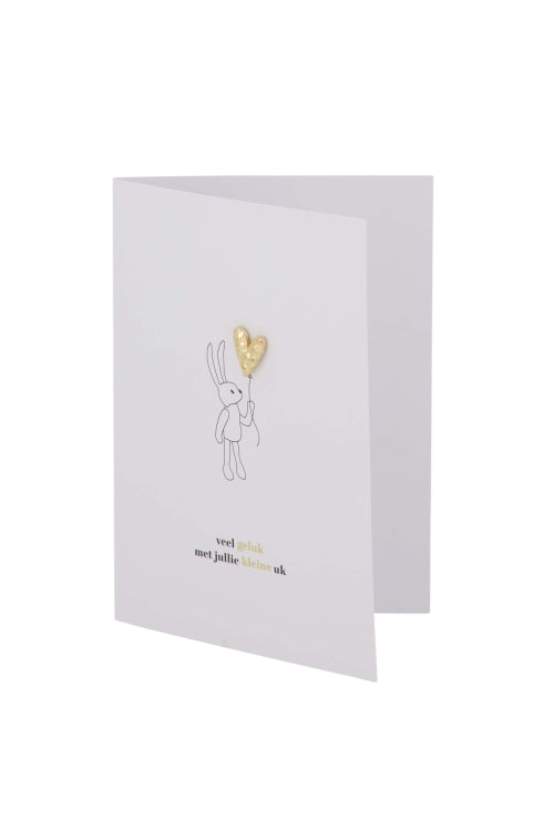 Zusss  Wenskaart met broche Hartje Veel geluk met kleine uk