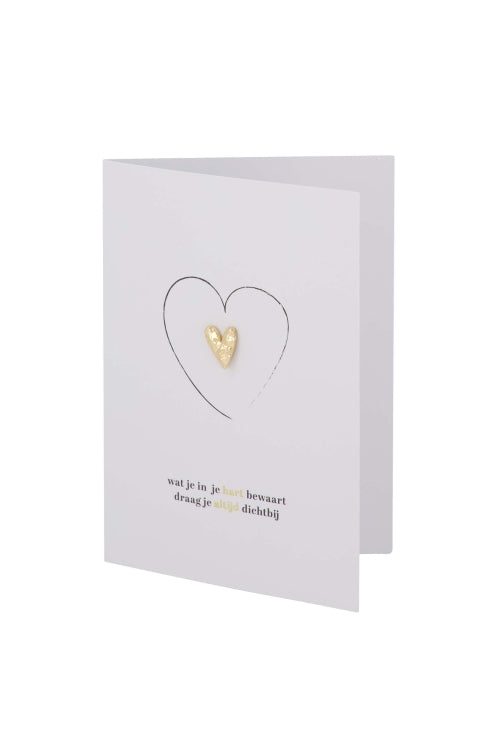 Zusss  Wenskaart met broche Hartje / Bewaar in je hart