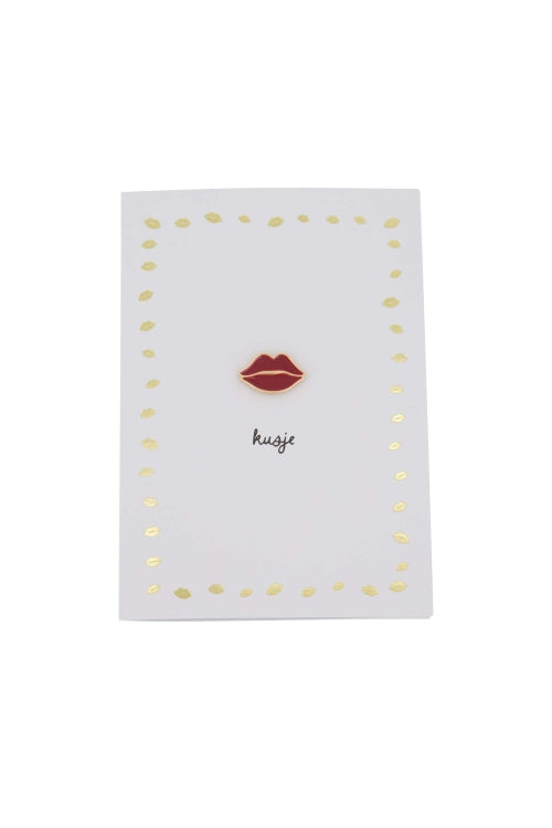 Zusss  Wenskaart met broche Kusje