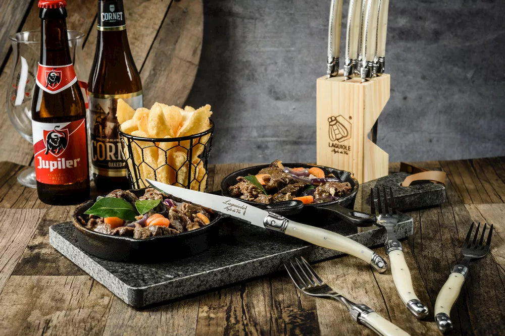 Laguiole Premium Lin eset/6 steakmessen parelmoer - Oosterlinck Home