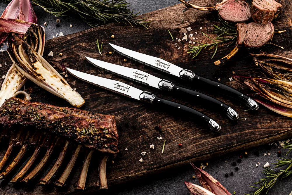 Laguiole Premium Line set/6 steakmessen zwart - Oosterlinck Home