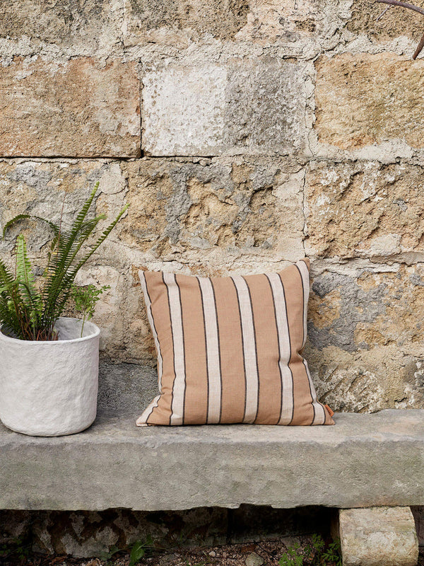 Ferm Living  Brown Cotton Stripes Cushion