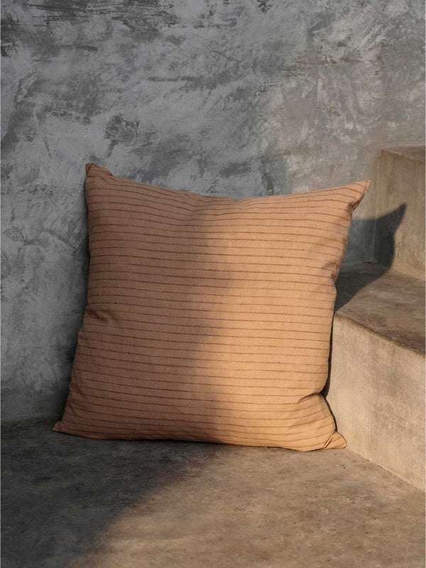 Ferm Living  Brown Cotton Lines Cushion