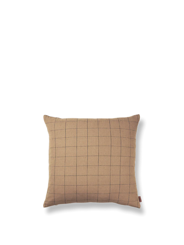 Ferm Living  Brown Cotton Grid Cushion