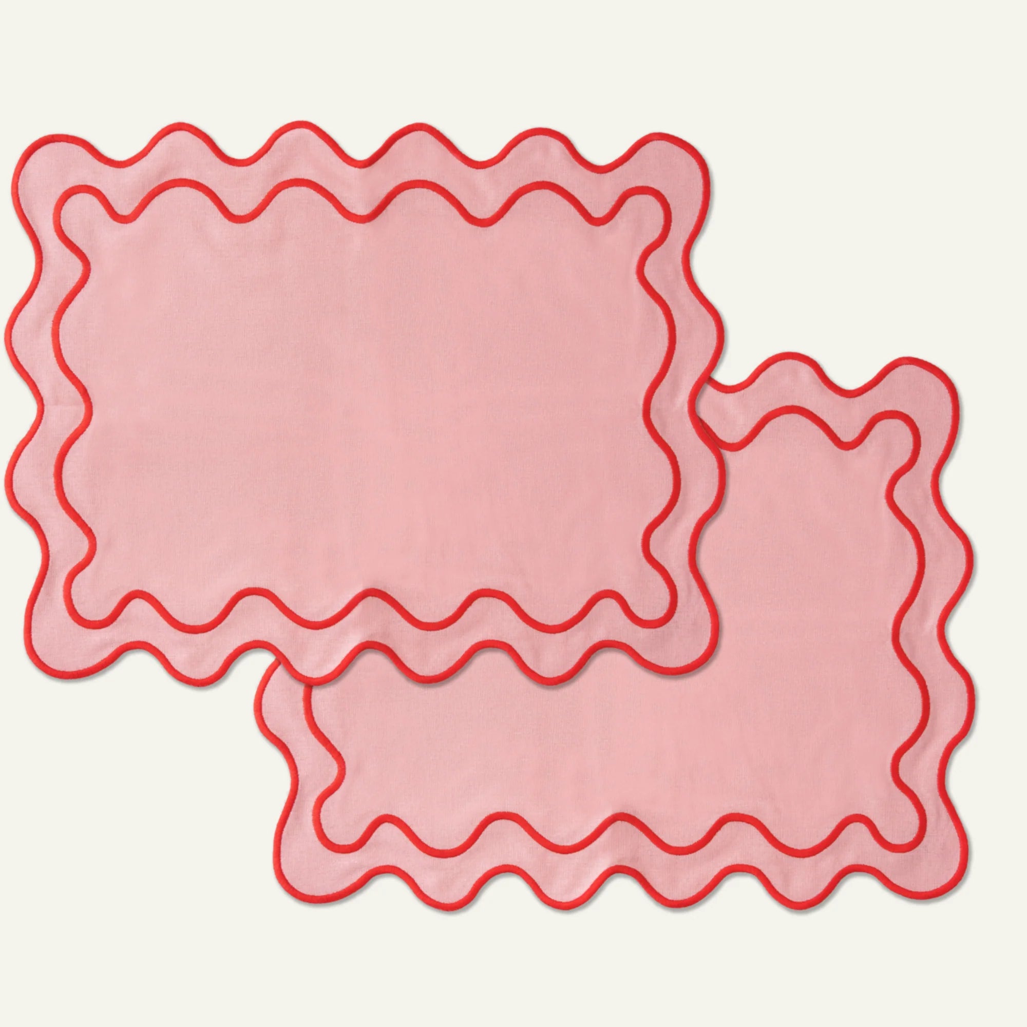 Kulu Club   Linnen placemats wavy roze / set van 2