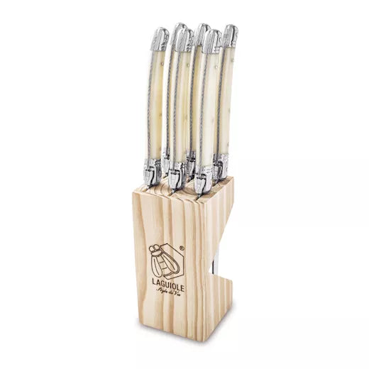 Laguiole Premium Lin eset/6 steakmessen parelmoer - Oosterlinck Home