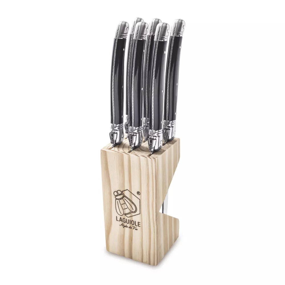 Laguiole Premium Line set/6 steakmessen zwart - Oosterlinck Home