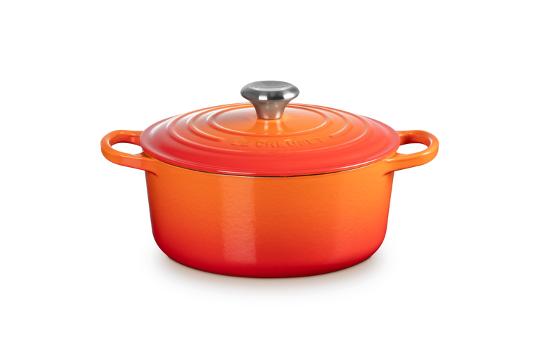 Le Creuset Signature gietijzer stoofpot rond 24 oranjerood vulcanique -40% - Oosterlinck