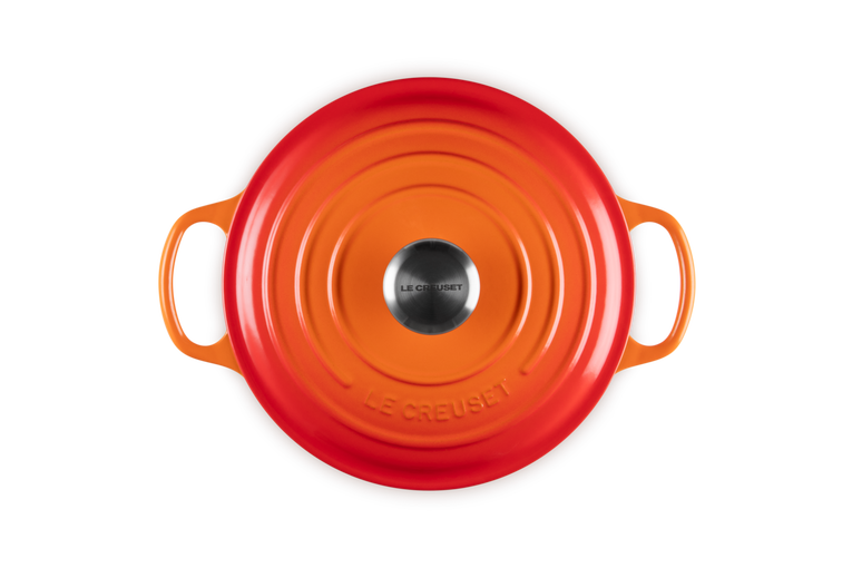 Le Creuset Signature gietijzer stoofpot rond 24 oranjerood vulcanique -40% - Oosterlinck